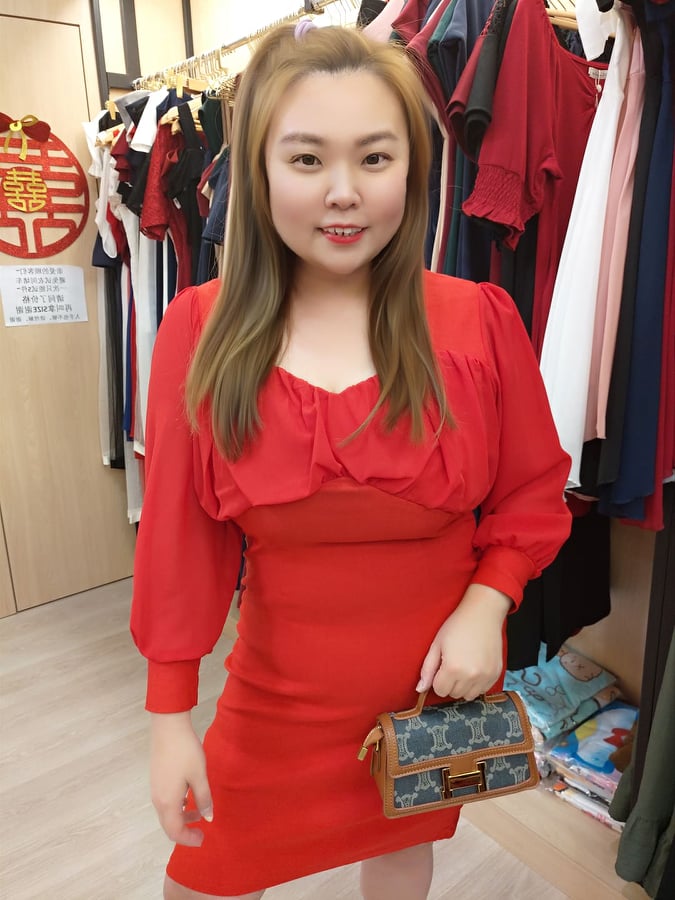 TT397 🔥特价🔥胸前折皱设计长袖修身礼服