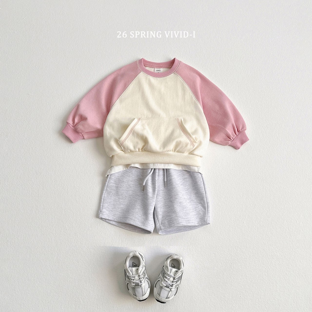 🌸預訂 韓國直送🌸🇰🇷VIVIDI三色拼色袖寬鬆袋鼠口袋衛衣