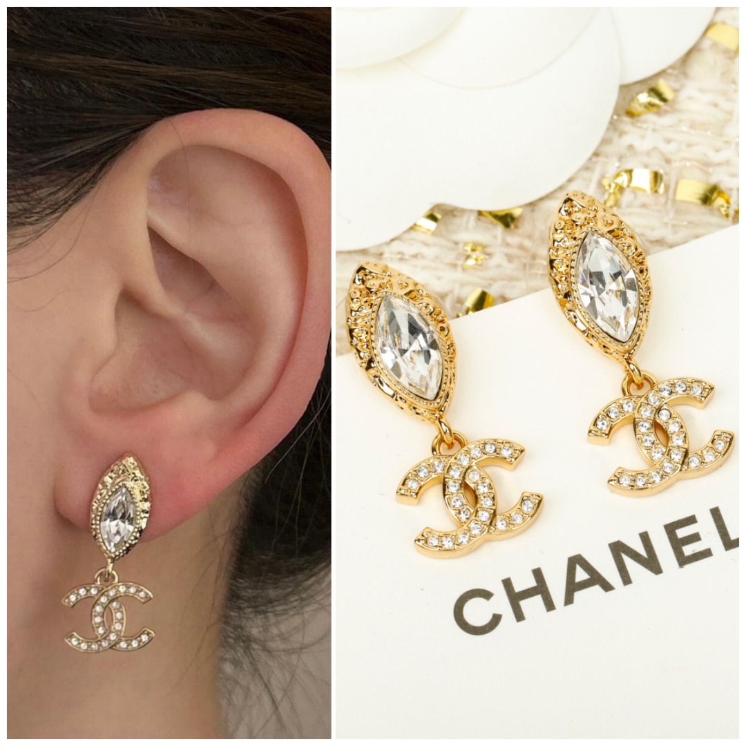 CHANEL Coco Mark 水鑽耳環