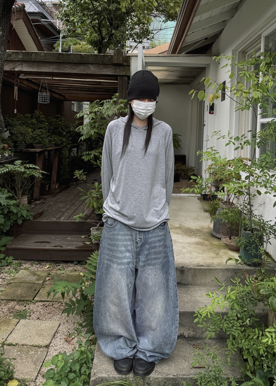 Vintage Wash Wide Denim Pants(Unisex)