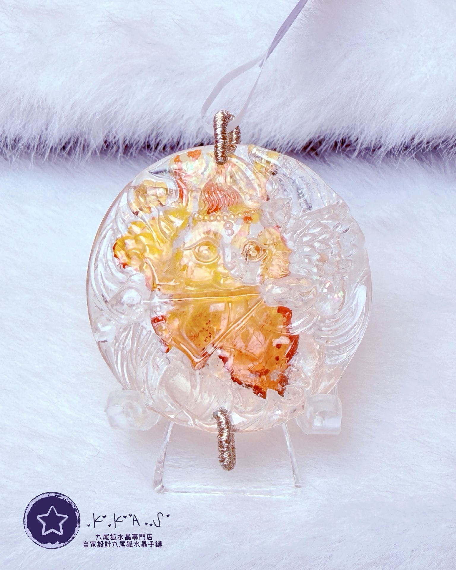 K00222 錦鯉膠花 邱比特狐 - 吊墜/手牌兩用款