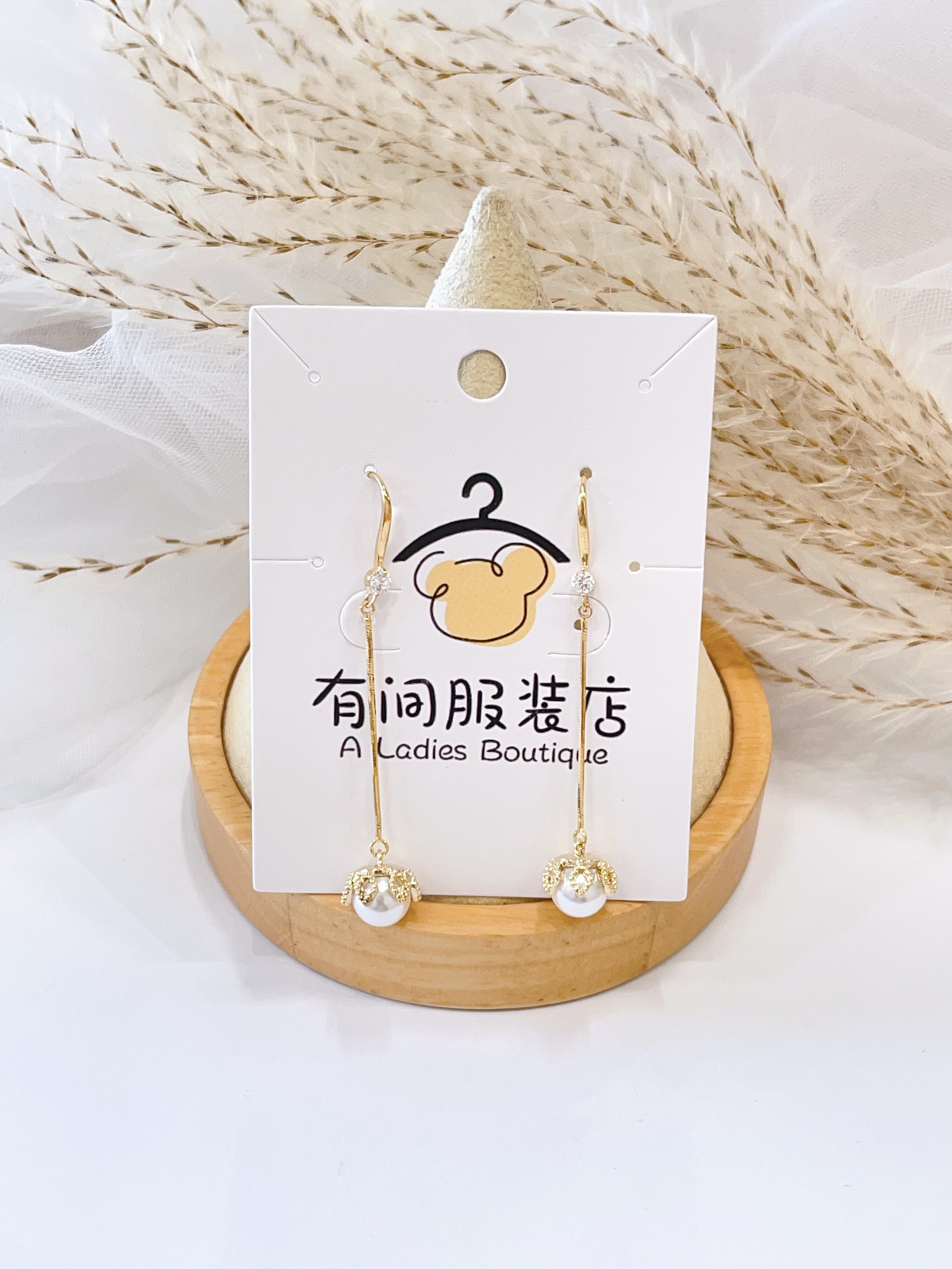 网红同款珍珠流苏耳环