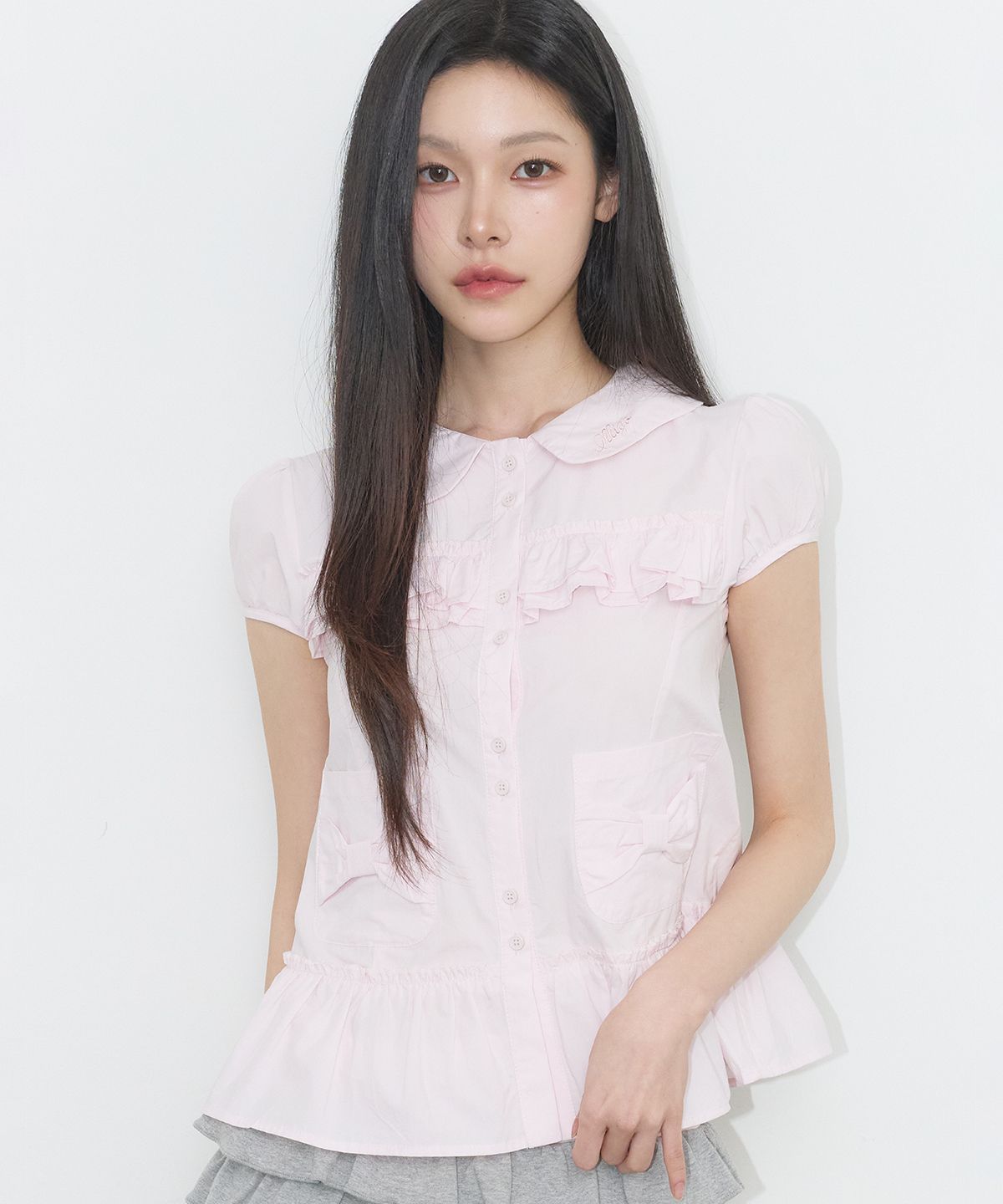 🇰🇷訂購｜ILLIGO 26SS｜Bow Pocket Ruffle Blouse 4色 