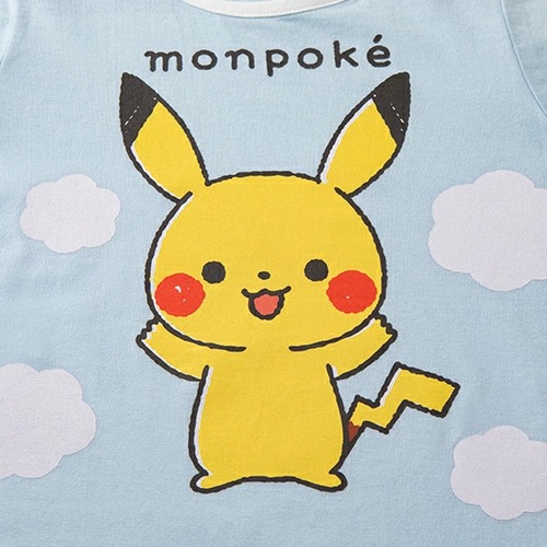 Monpoke 嬰兒比卡超藍色雲雲短袖衣 one size 70-80cm