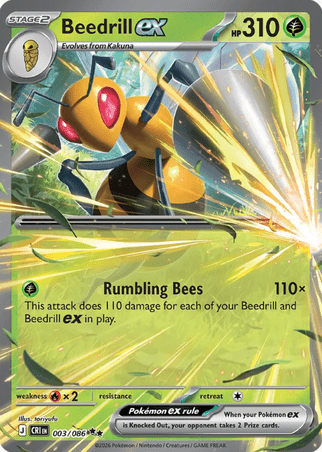 Pokemon TCG ME04 Chaos Rising 003/086 - Beedrill (EX)