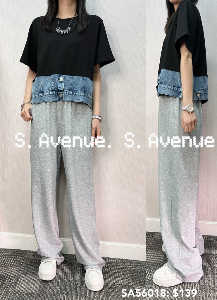 SA56018: 短袖下牛仔tee