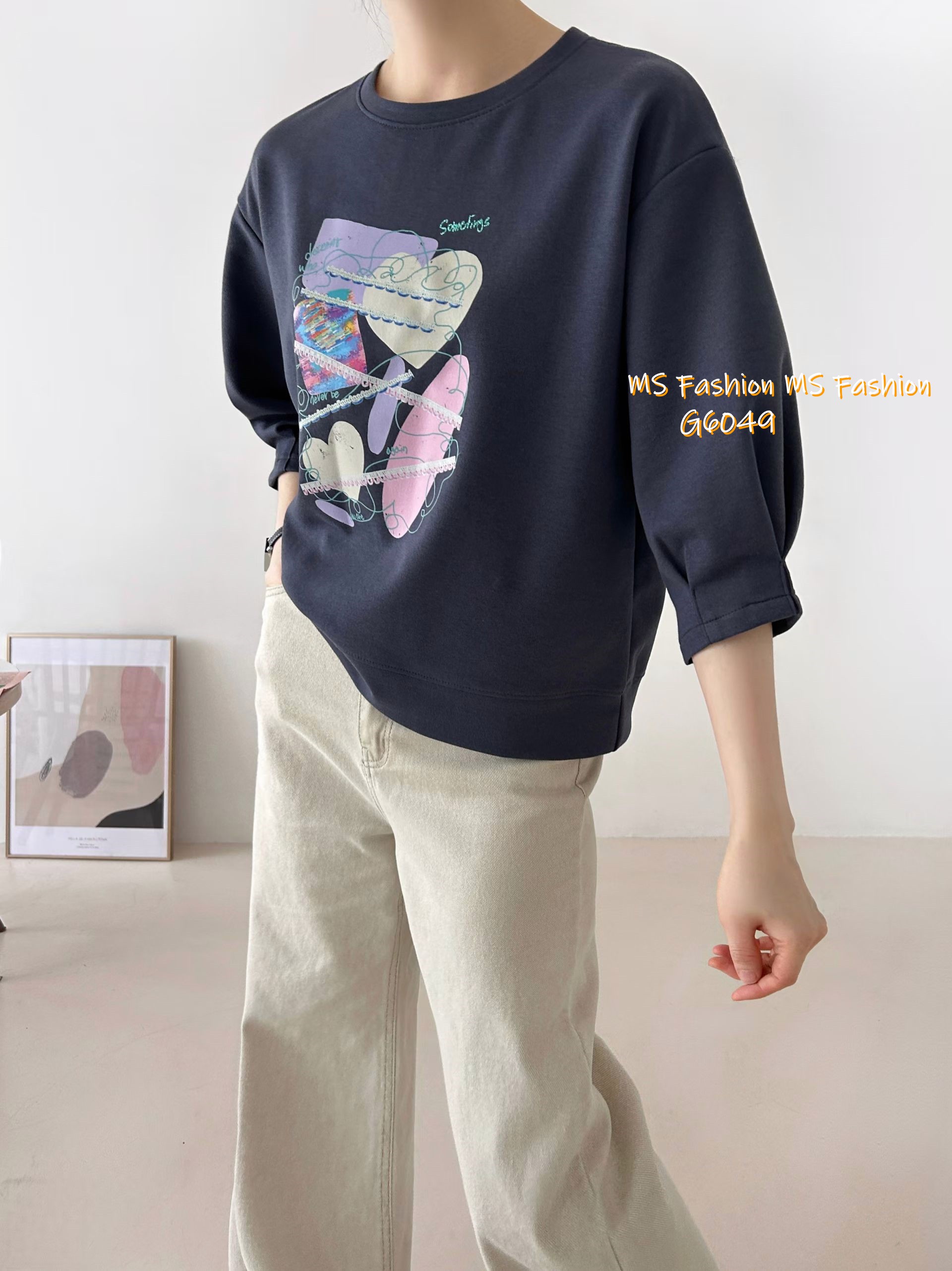 G6049 韓國🇰🇷特色幾何print top