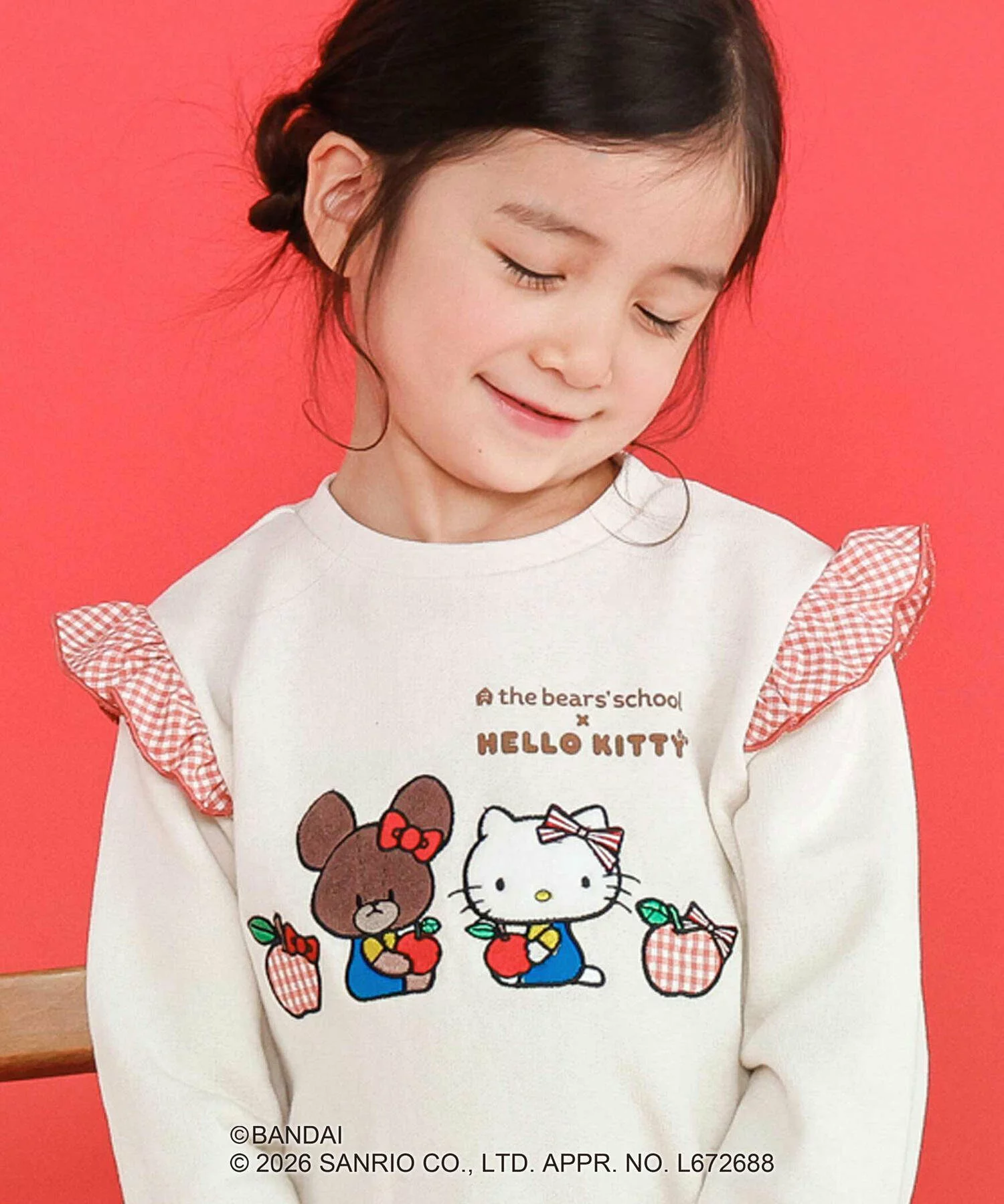 🆕【⭐訂購⭐】🌀 🇯🇵 日本直送 #Kitty x #theBearsSchool 絨毛貼布 格紋荷葉邊 抓絨衛衣［2款選］🌀 [ELJA-0031][261103]