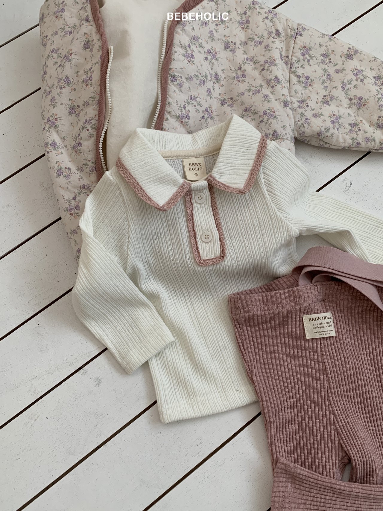 🌸預訂 韓國直送🌸🇰🇷BEBEHOLIC三色蕾絲花邊翻領長袖上衣