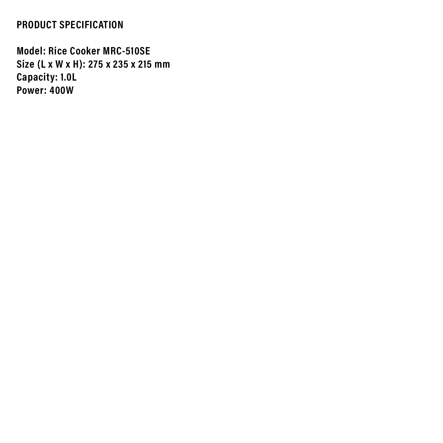 Milux 1.0L Conventional Rice Cooker (MRC-510-SE)