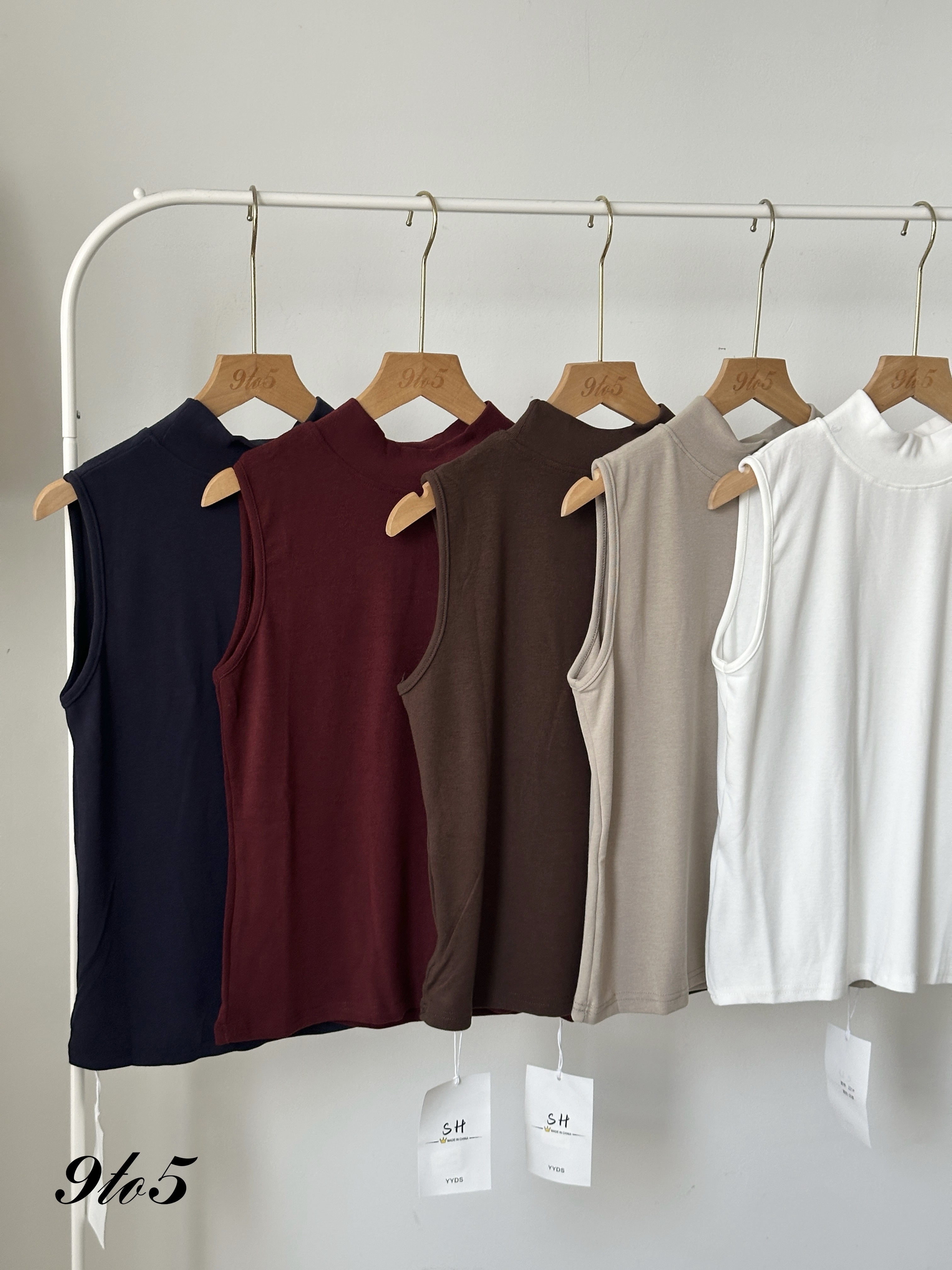 T4068 Sleeveless Mock Neck Top - 5 Colors 