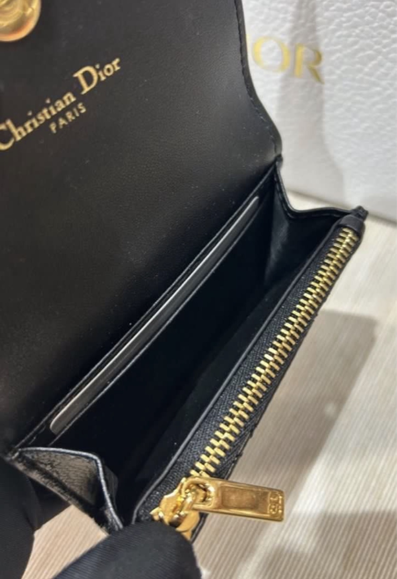 全新 Dior Caro Glycine Wallet Black Supple Cannage Calfskin 100%Authentic, 全新Brand New ✅Dust bag✅Box