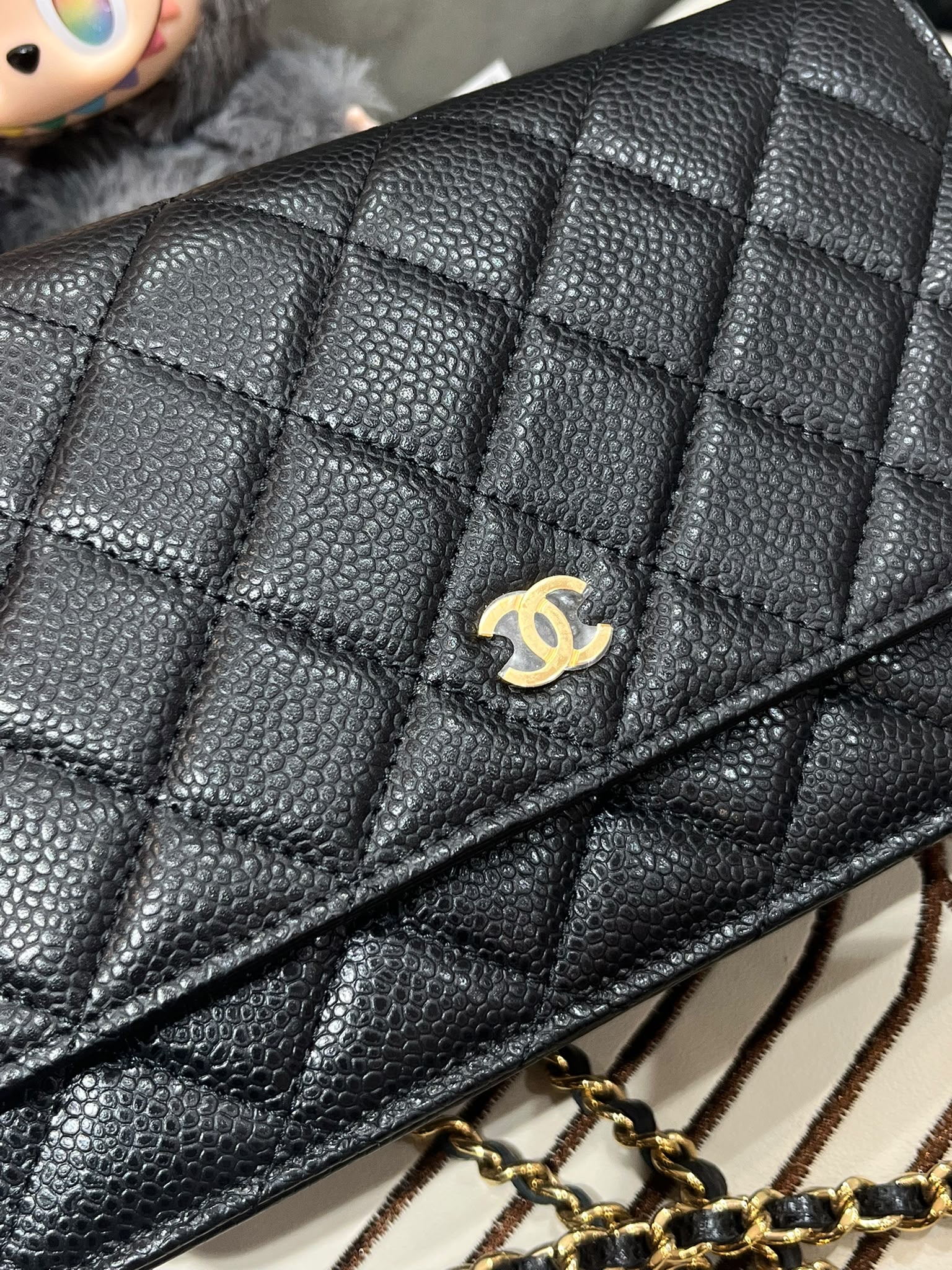 Chanel Wallet On Chain 黑色荔枝牛皮金鏈 100%Authentic, 99%New ✅晶片 ✅Dust bag ✅Box