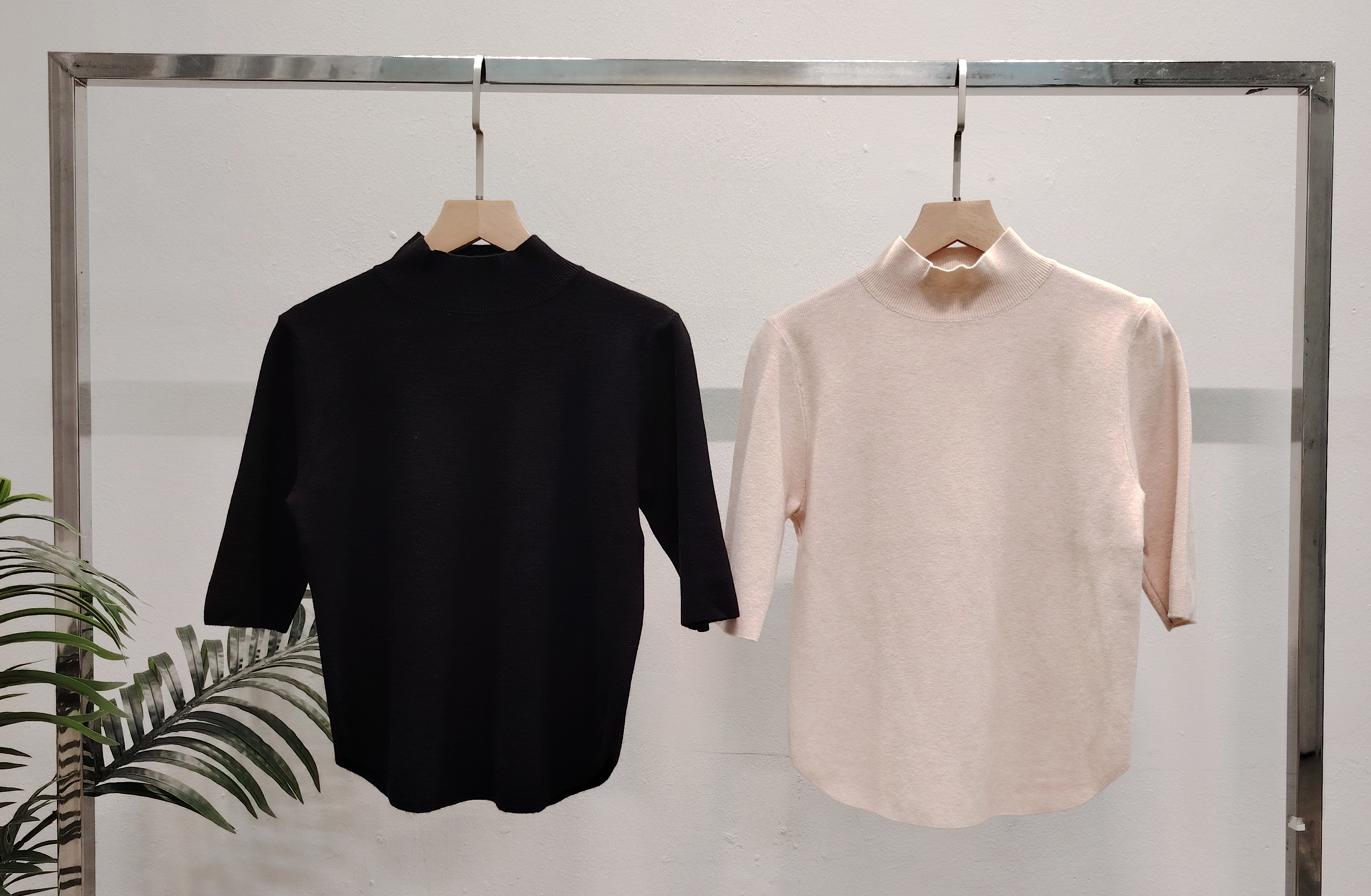 S658 High Neck Short Sleeve Knit Wear