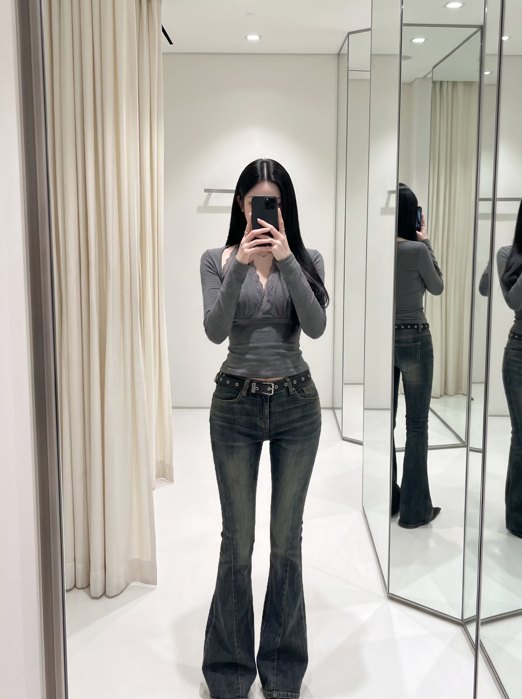 歐美V領繞頸蕾絲TwinSet 