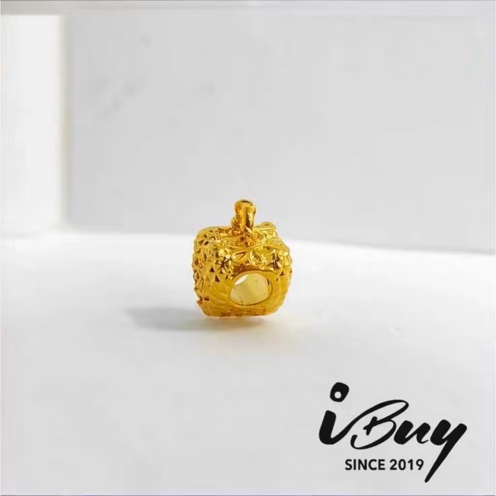 916 HARD GOLD DIAMOND CUT LOVE LOCK CHARM BEAD 916 硬金 菱格爱心锁串咀