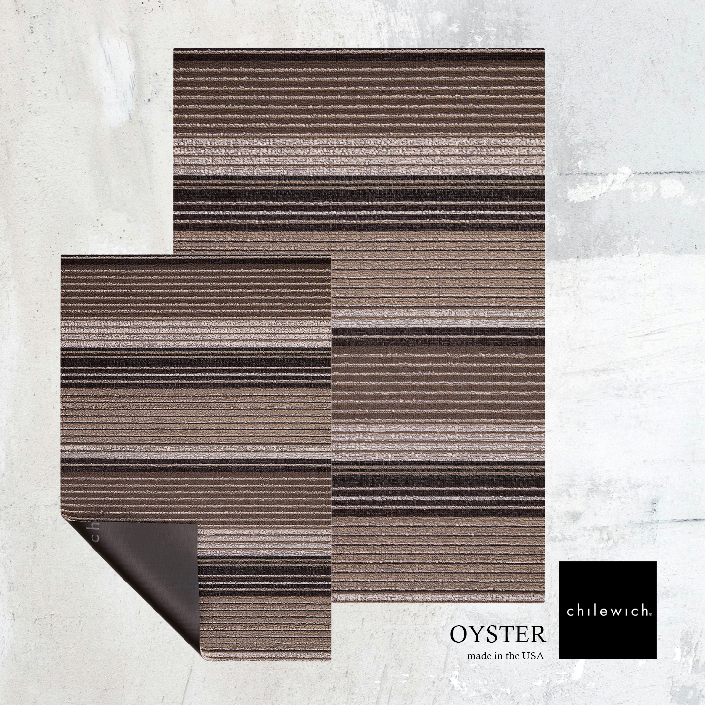 Pleat Stripe Shag Mat - Oyster