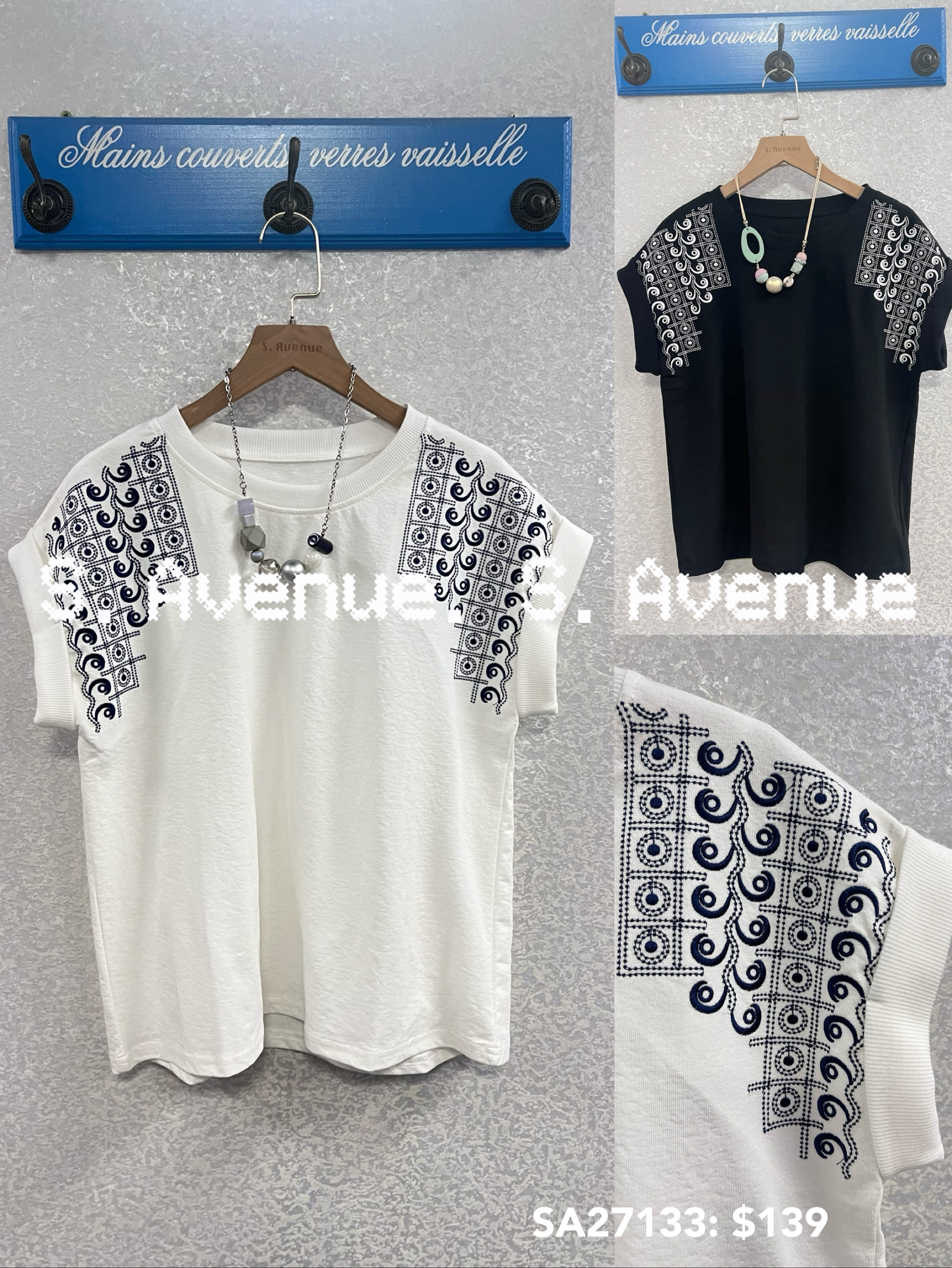 SA27133: 短袖側繡花tee