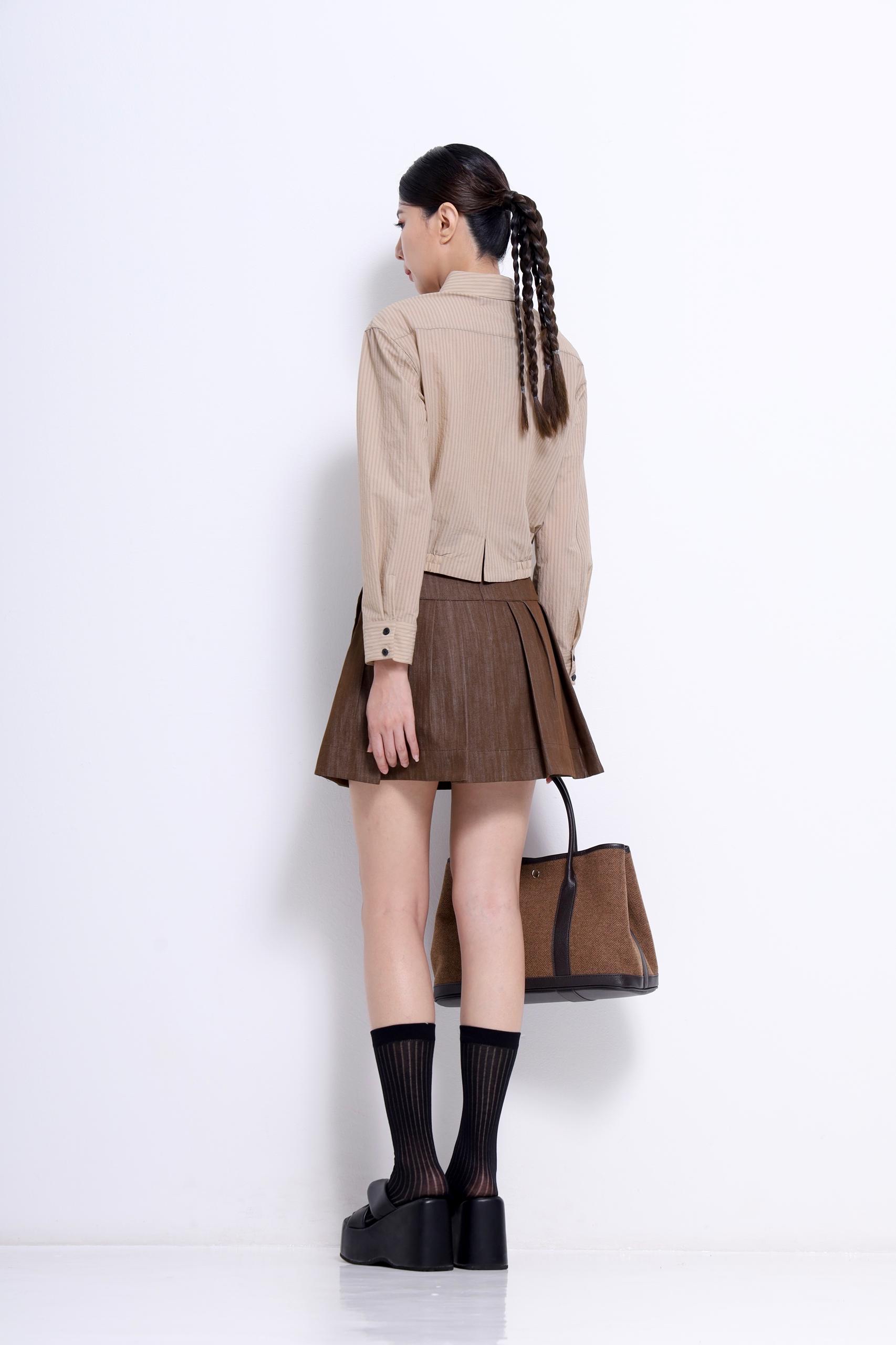 CS1416 Pleated Mini Skirt