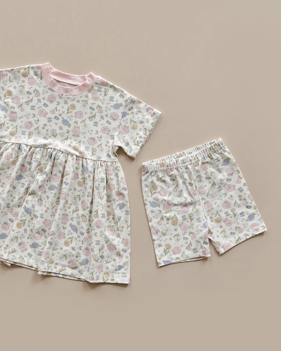 26S/S DTD夏日花草派對系列-莫代爾彈連衣裙&打底褲套裝