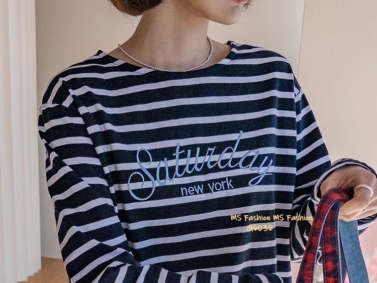 G6036 韓國🇰🇷刺繡字母橫間top