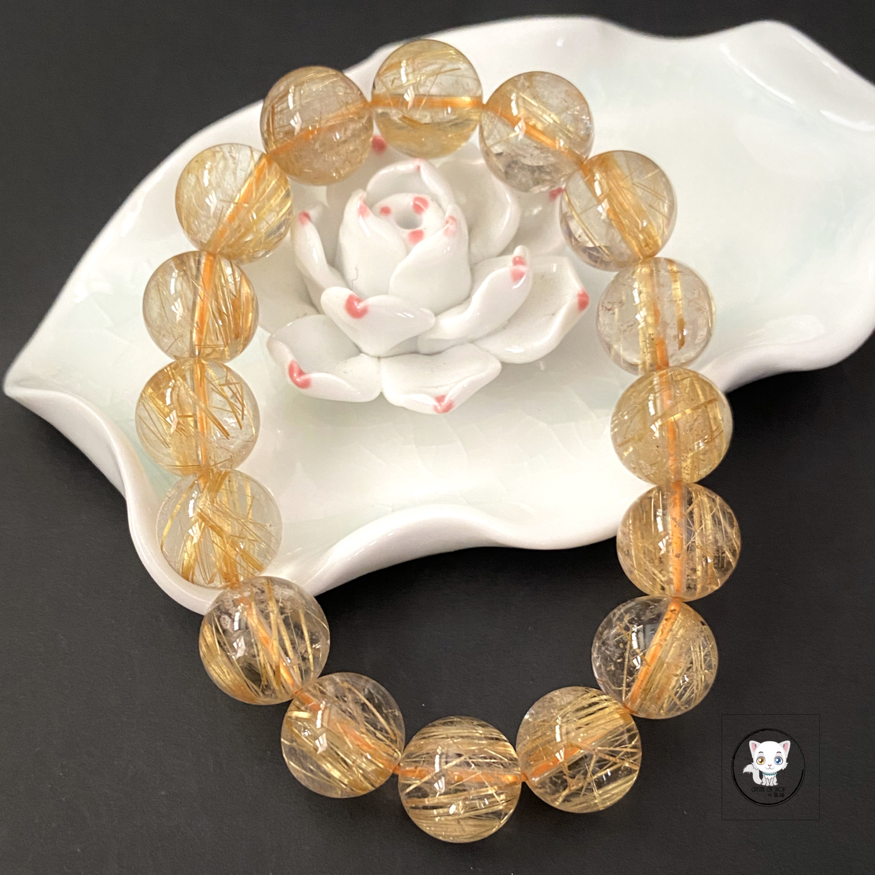 高級金髮晶手鏈 13.5mm