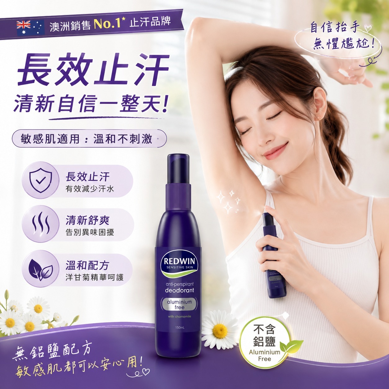 【預訂】Redwin 敏感肌止汗香體噴霧 150ml