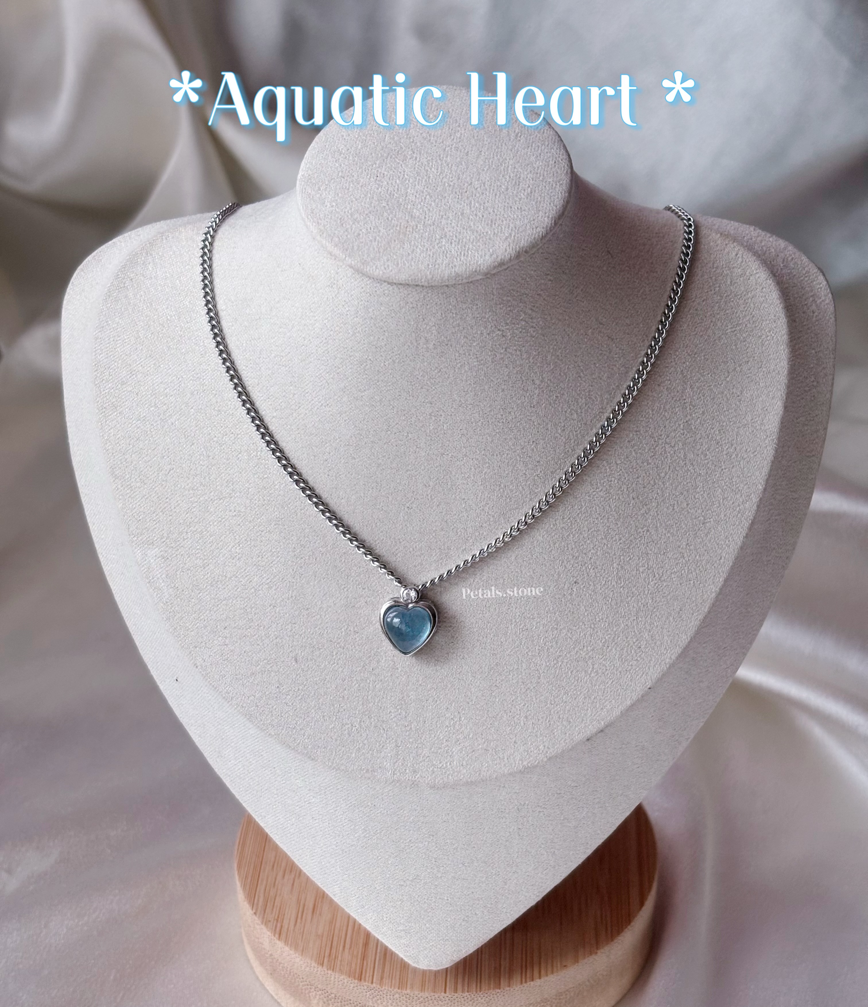 ⋆𓇢Aquatic Heart｜海藍寶心心頸鏈