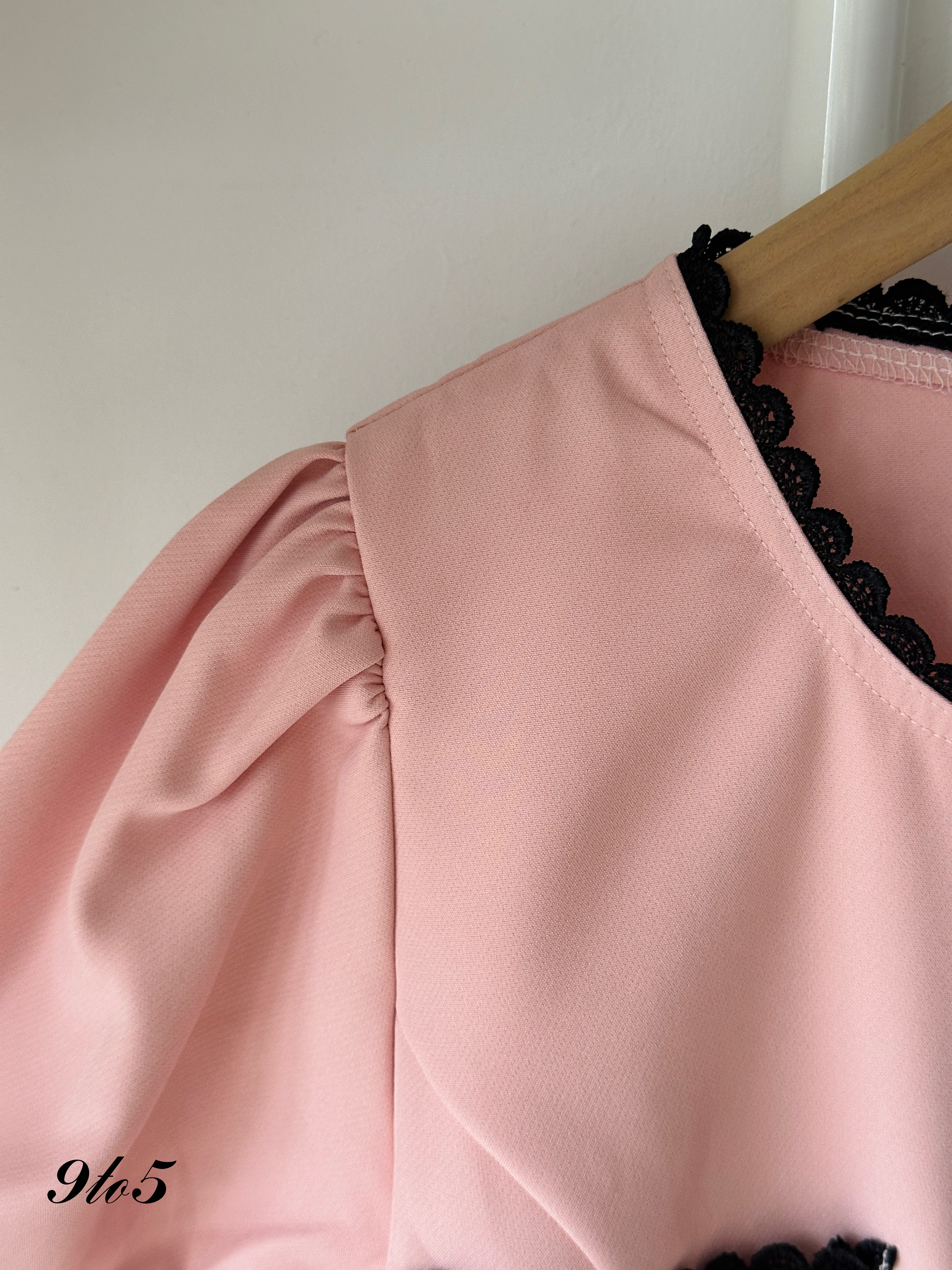 D2318 Tweed Matching Set - Black & Pink