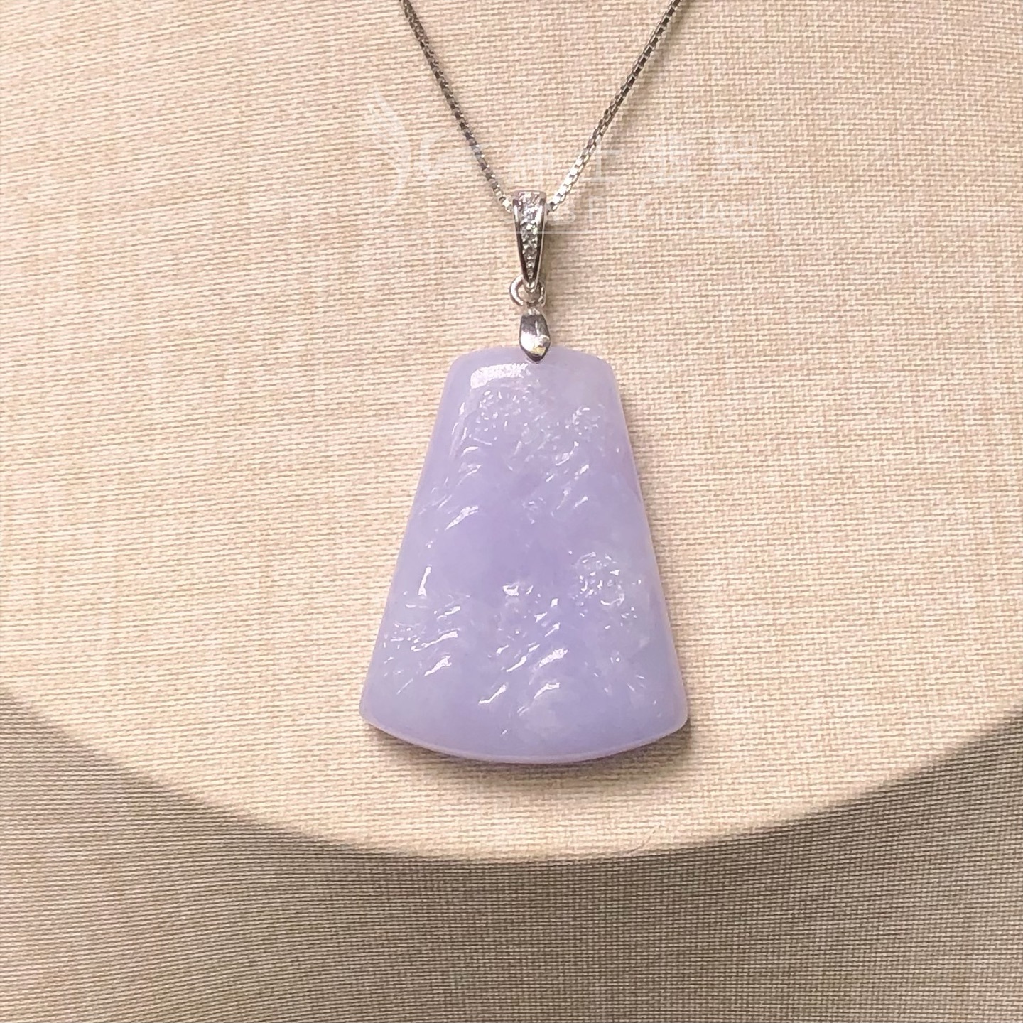 滿紫山水牌銀鑲吊墜