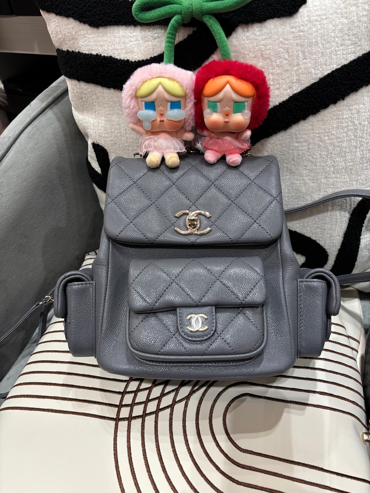 Chanel Duma Backpack AS4398 灰色荔枝牛皮 100%Authentic, 99%New ✅晶片✅Dust bag✅Box