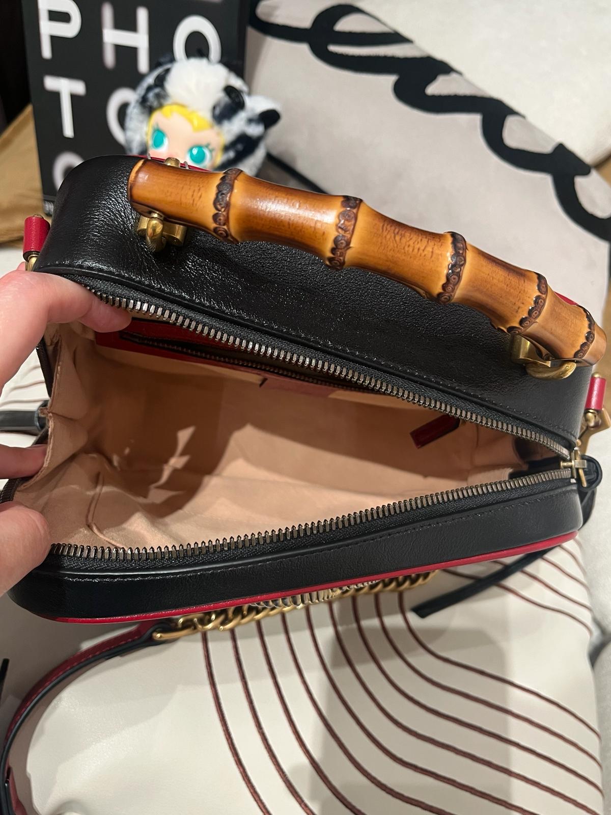 Gucci GG Marmont Matelassé Bag, vanity Camera Bag Bamboo Top Handle 2way bag 100%Authentic ,98%new ✅dust bag