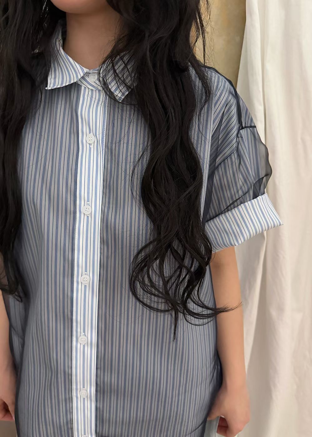 條子拼紗Top