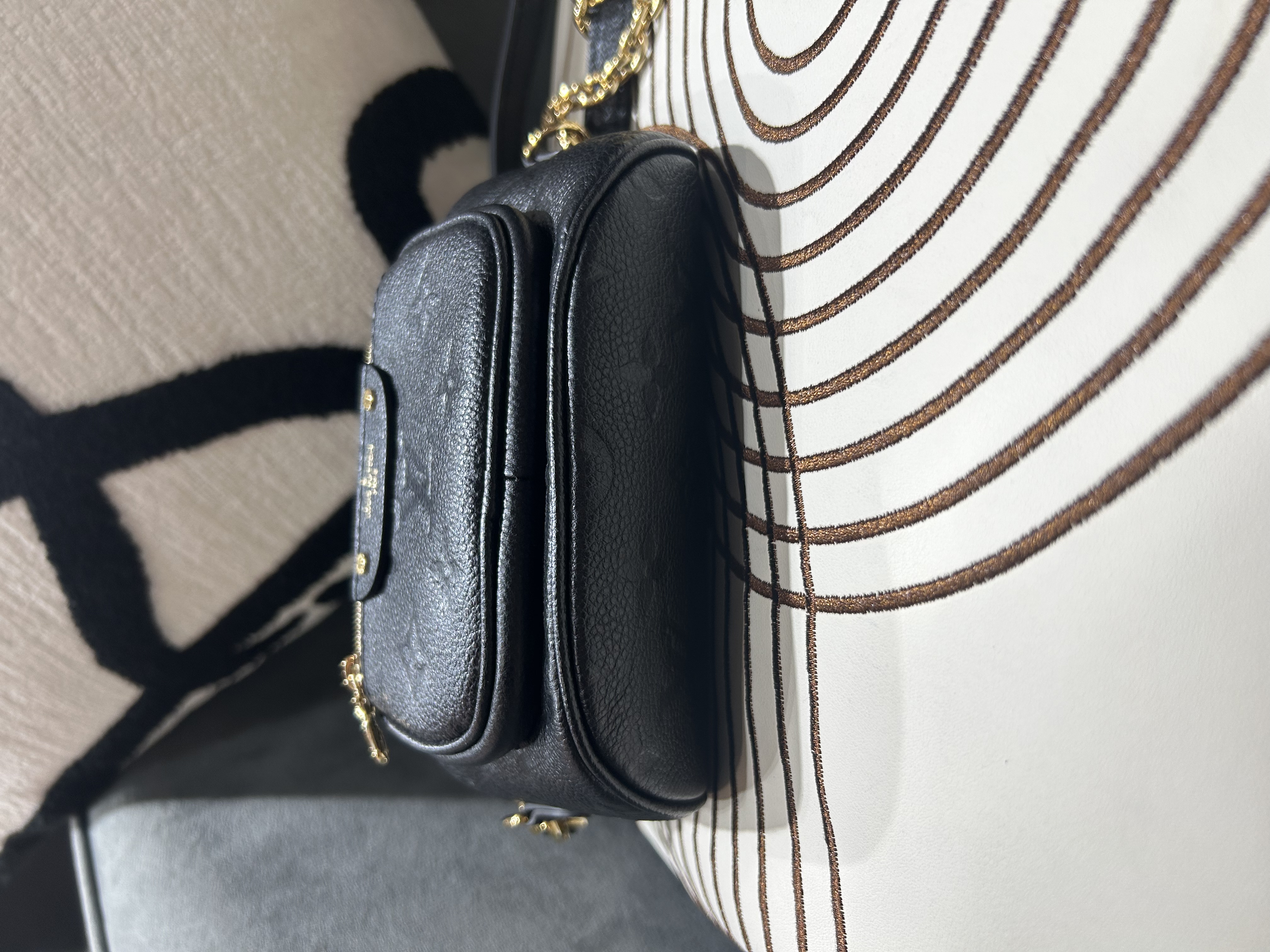 Lv Mini Bumbag Shoulder Bag 黑色M46917 Black Calfskin Monogram Empreinte 100%Authentic ,98%new✅dust bag