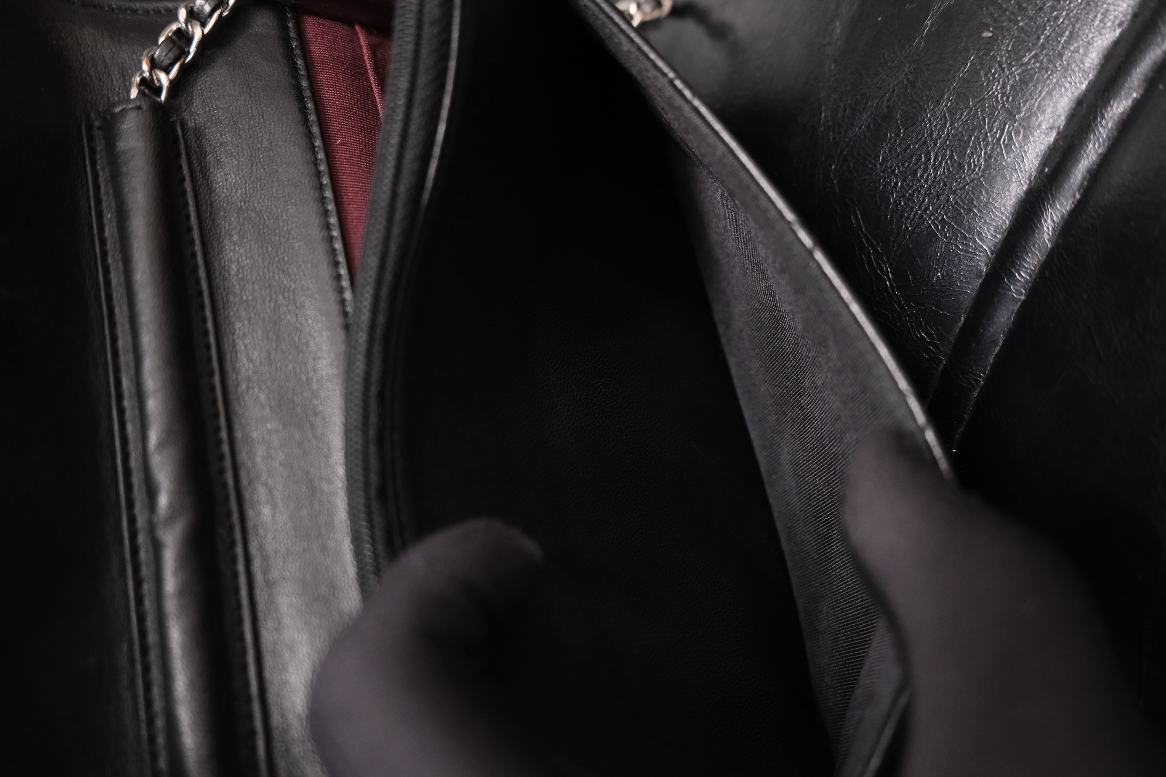 Chanel Lambskin Chain Wallet Black Silver 