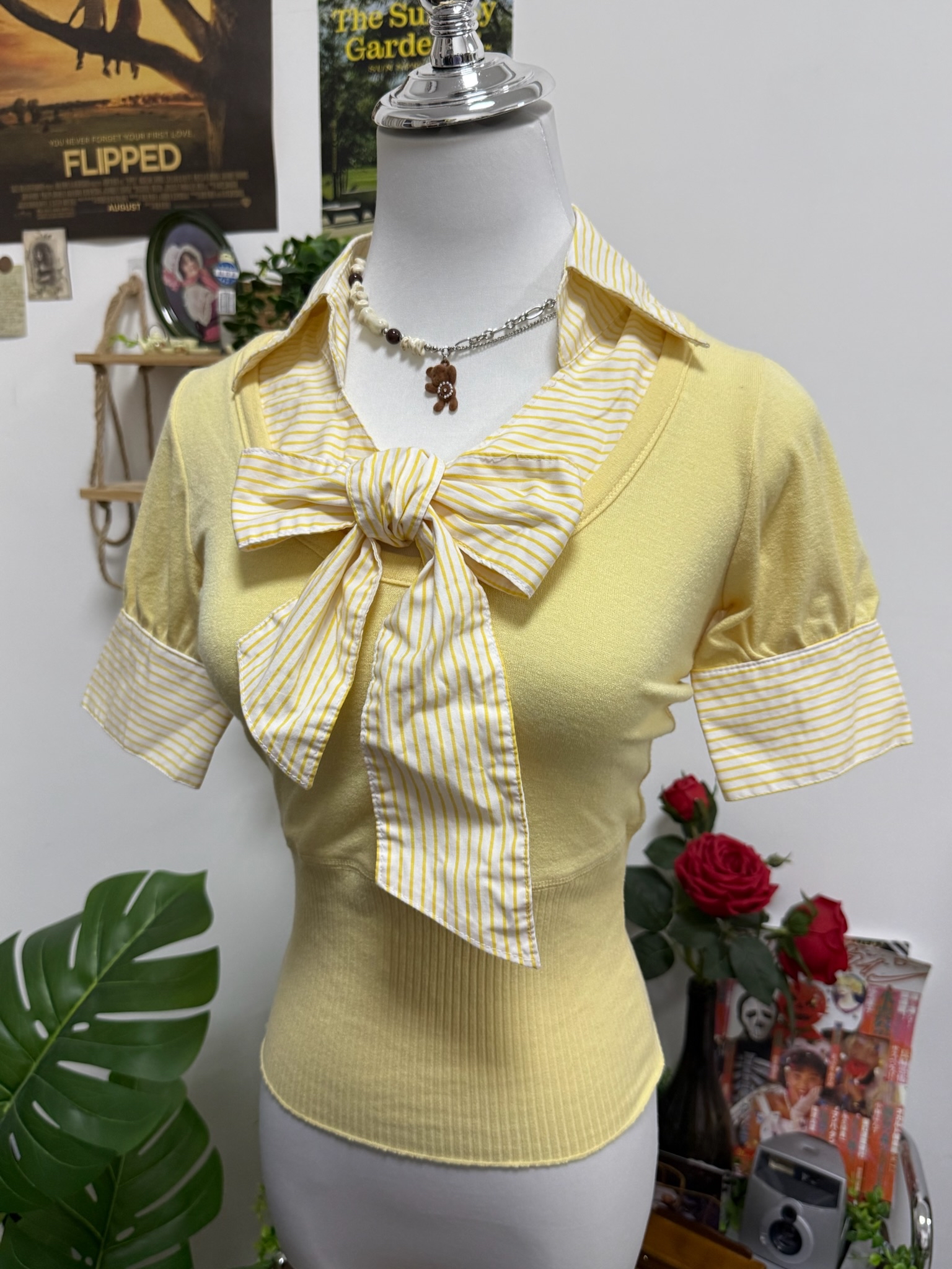 Soft Yellow Nana Bow Top