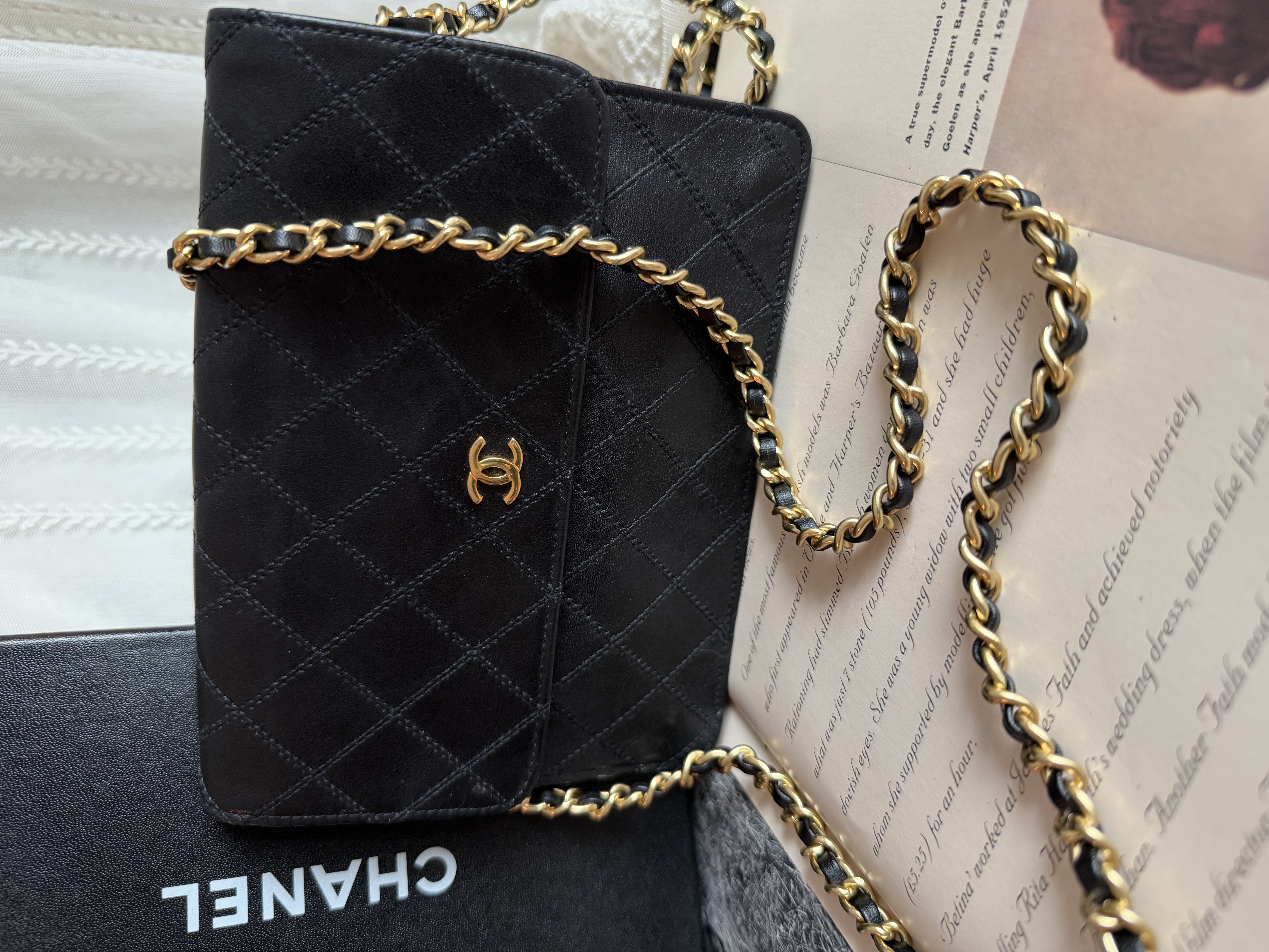 chanel cc black matelasse  black leather flap cutch bag