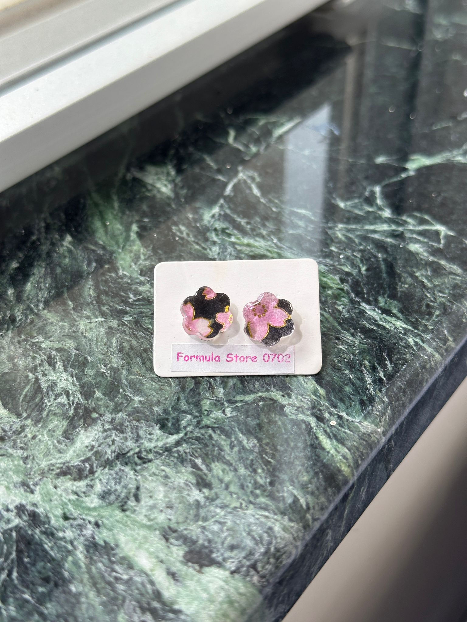 貓咪造型耳環－花花款－日式櫻花風格