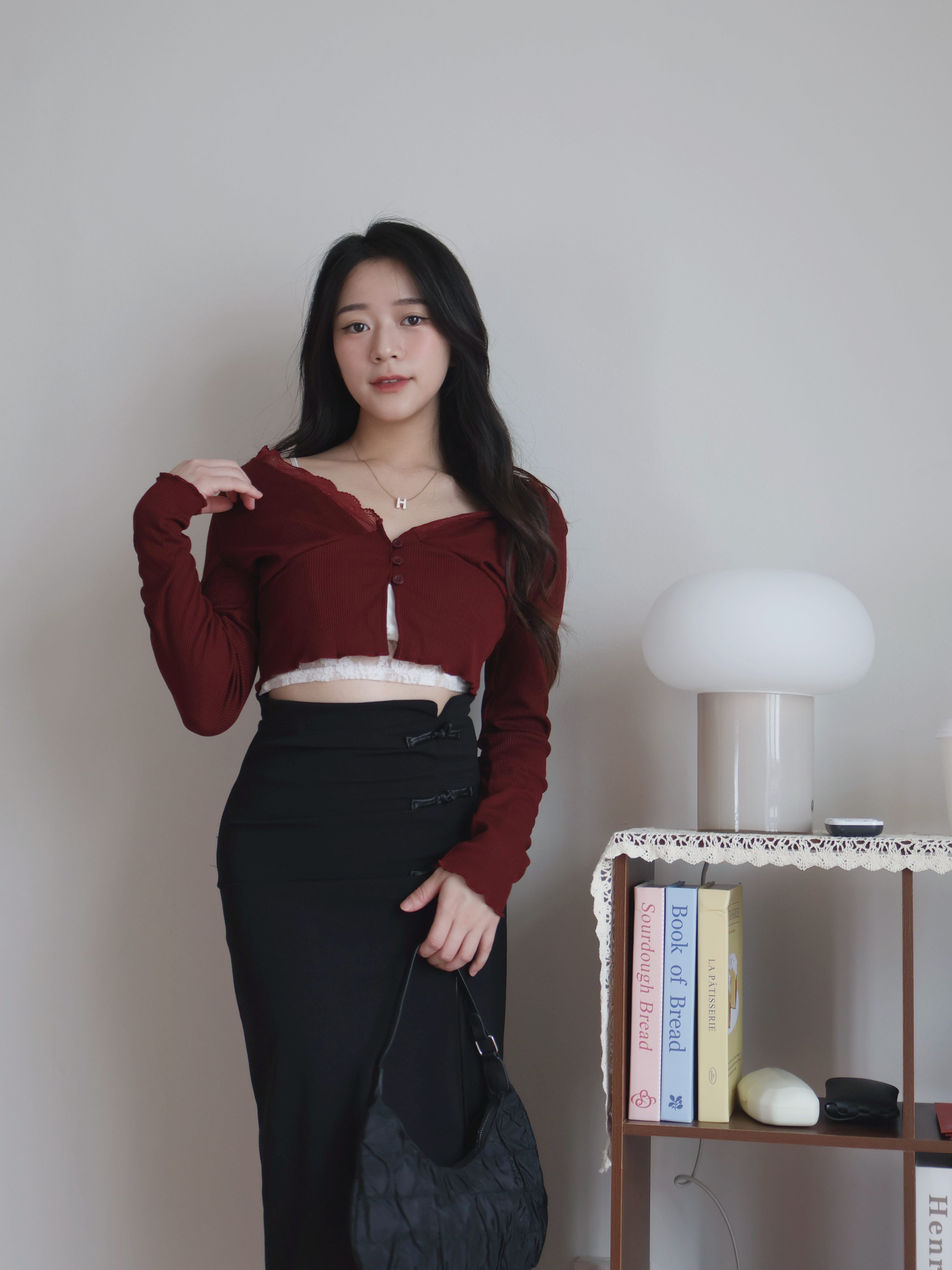Berry Lace Knit Top | Red