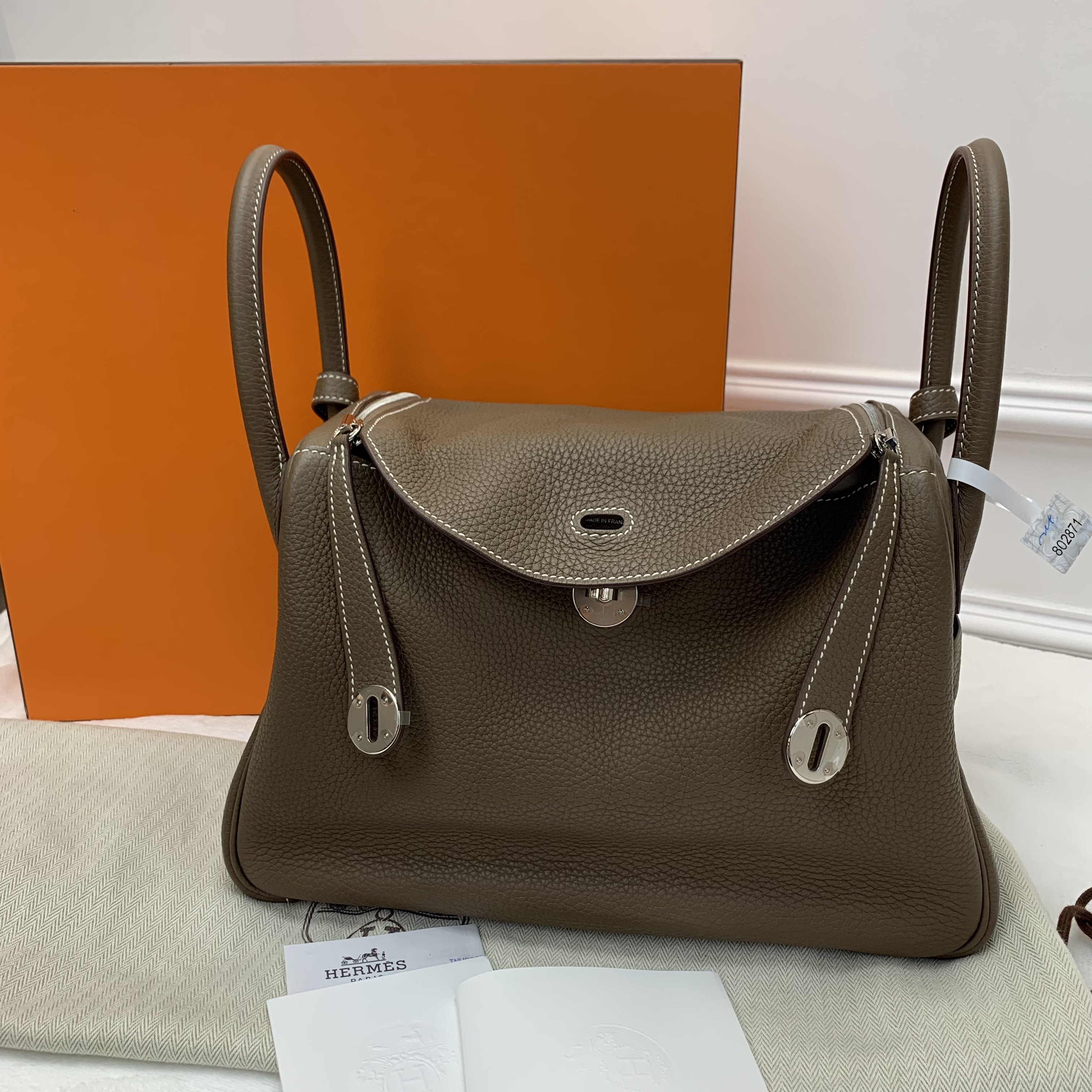 Full Set Hermes Lindy30大象灰銀扣 Y刻印