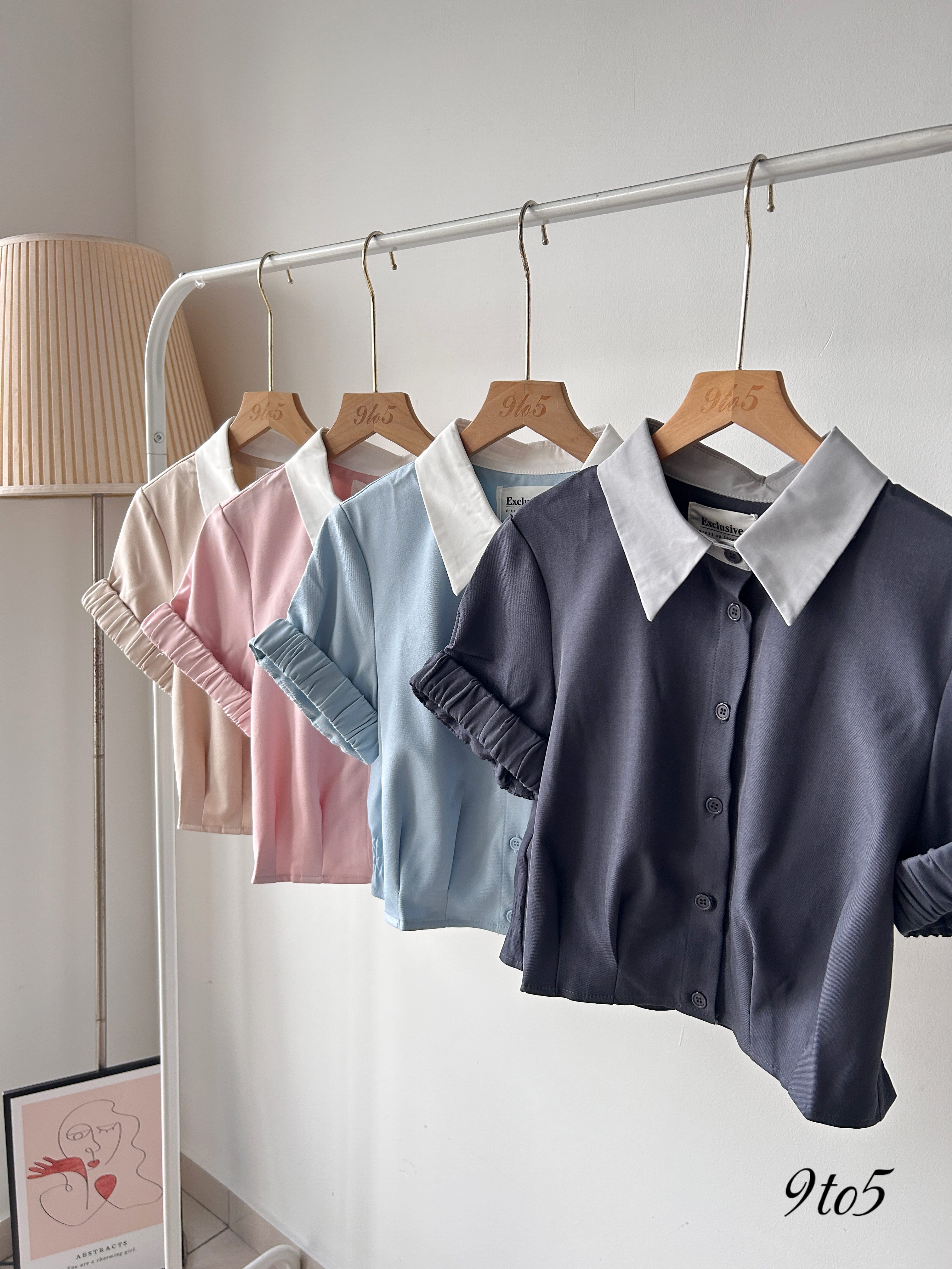 T4005 Collar Short Sleeve Top - 4 Colors