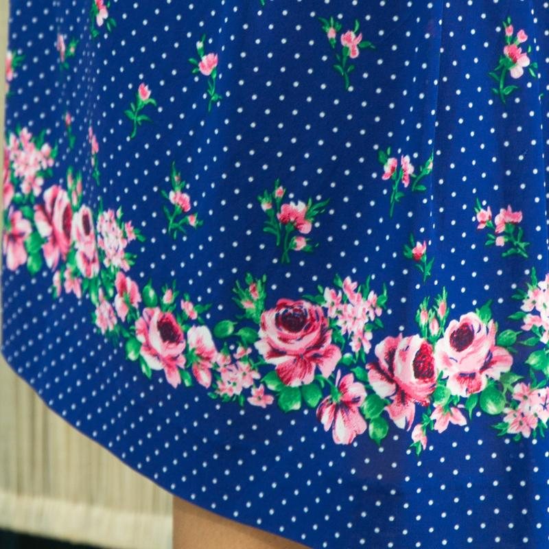 Vintage Japanese Floral Pattern on Hem Summer Day Dress (MT1842-17)