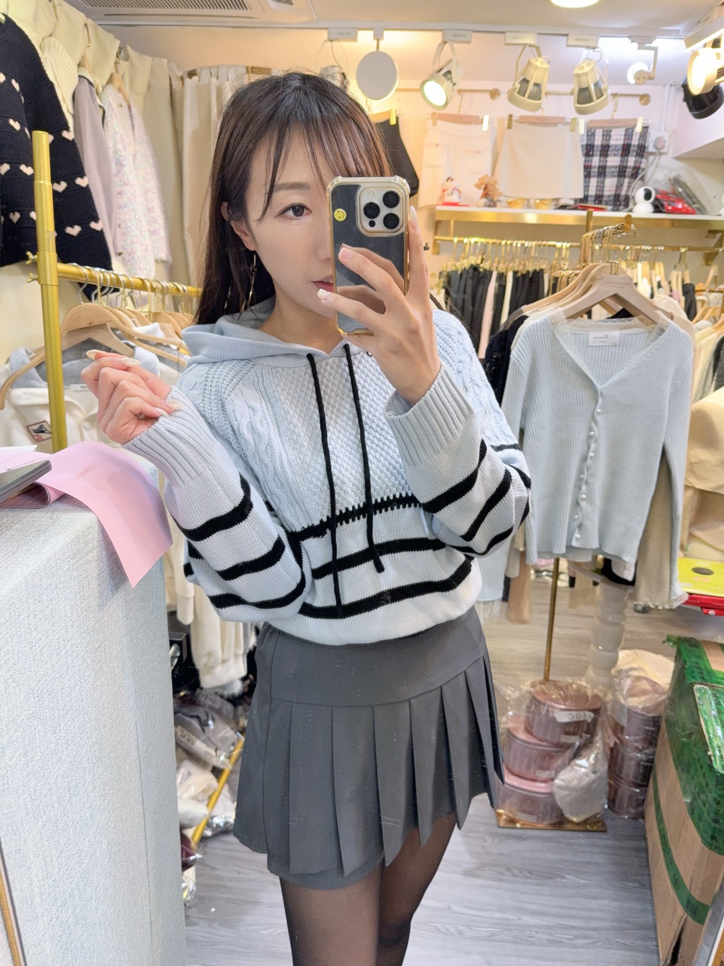 春季線針織麻織紋衛衣款