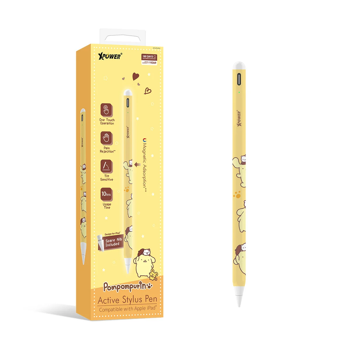 香港行貨  XPower x Sanrio Pompompurin ST6 磁吸主動式觸控筆 (iPad 專用)