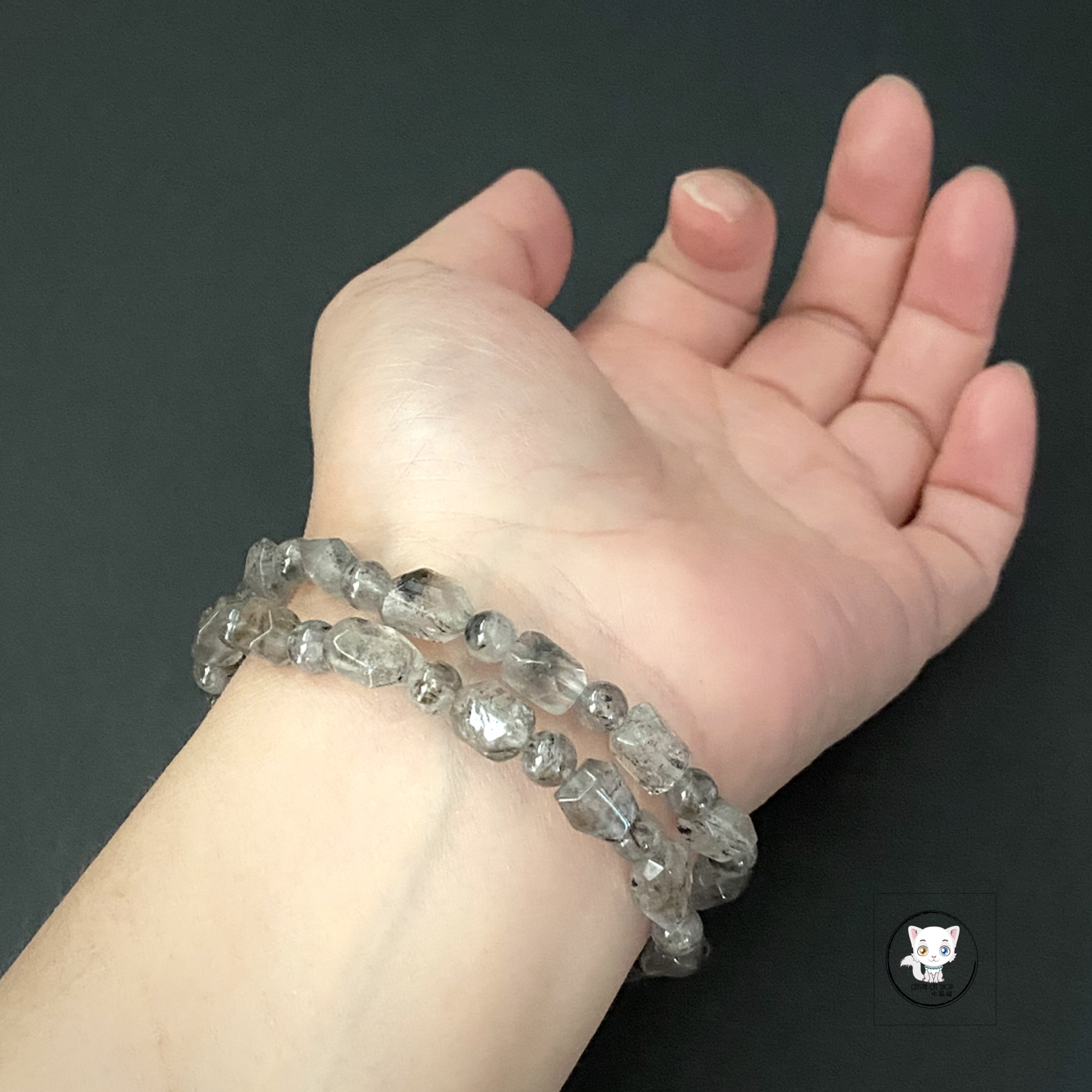 黑閃靈鑽隨形切面手鏈 7.5mm+