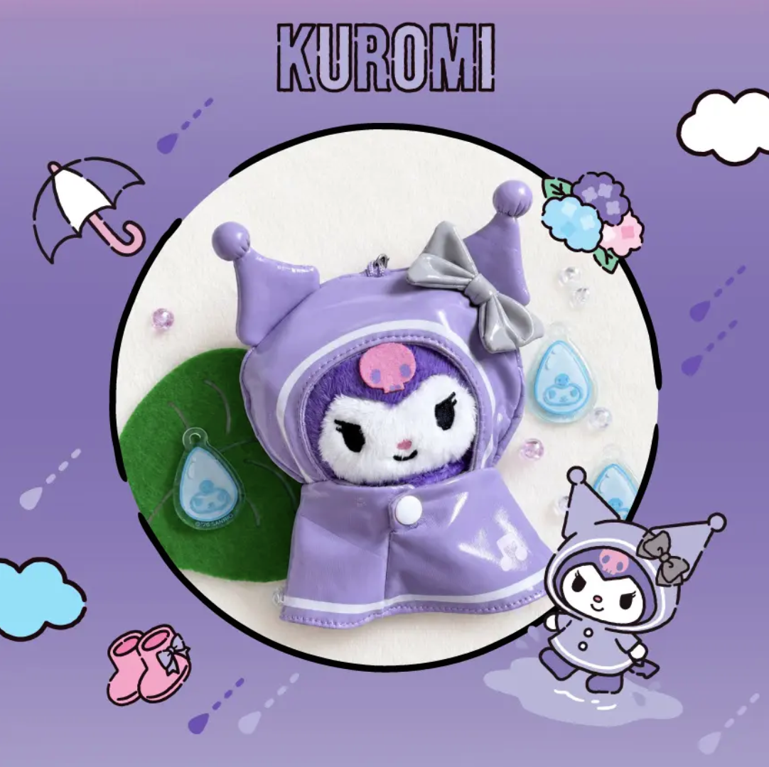 韓國Olive Young x Sanrio 角色 雨衣造型 公仔吊飾鎖匙扣 ｜Rainy Day Plush Keyring