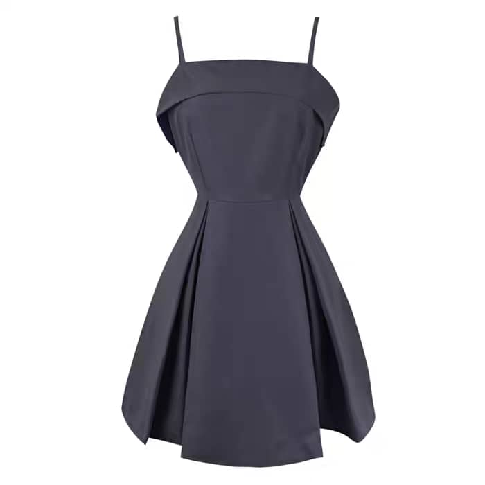 Sleeveless Fit-and-Flare Dress with Structured Pleats ‖ 立体剪裁无袖吊带连衣裙 KR0290421