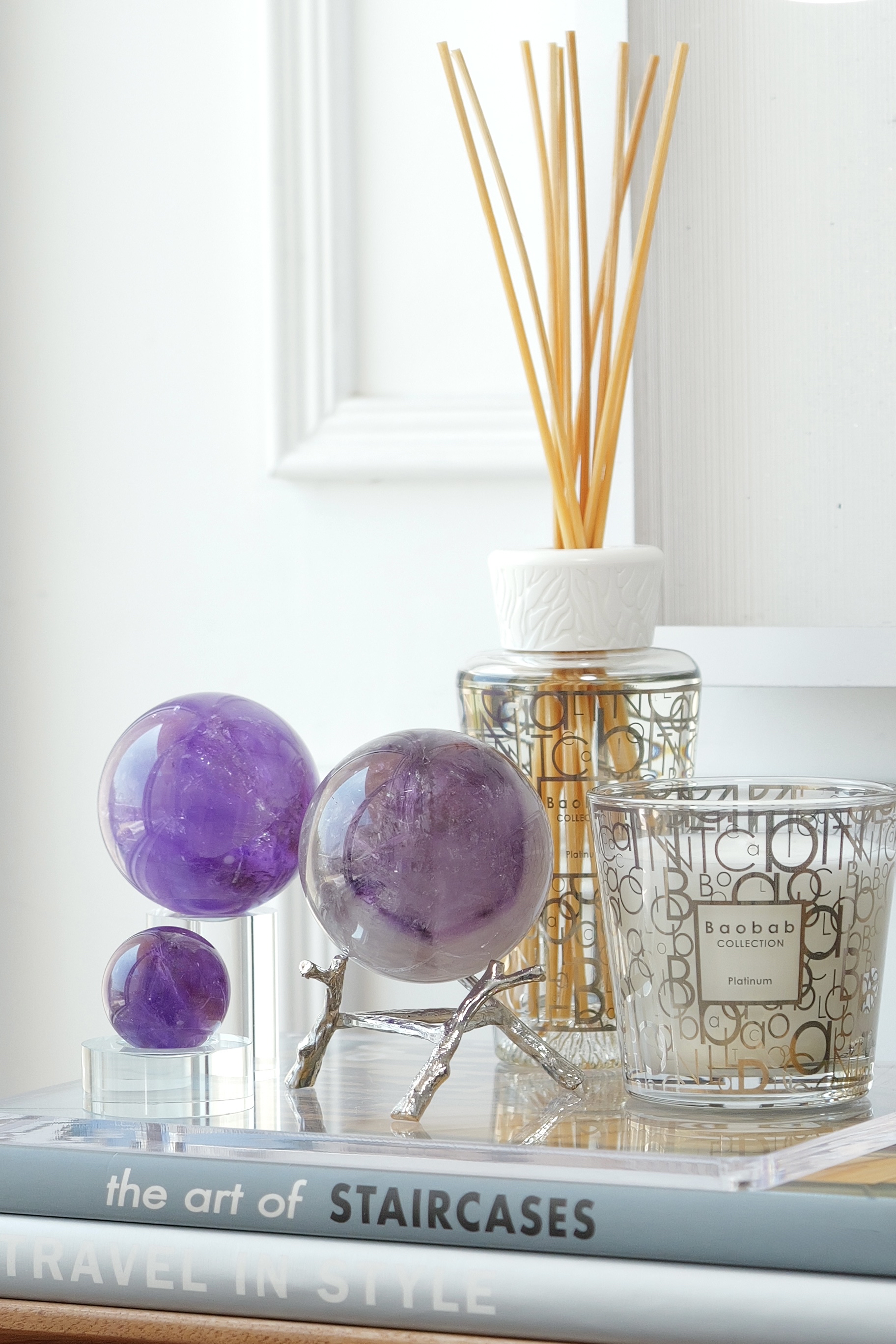 ༒ 7.4cm千層紋紫白雙色水晶球༒ AM.a081C19G5ss-RA26*7SA