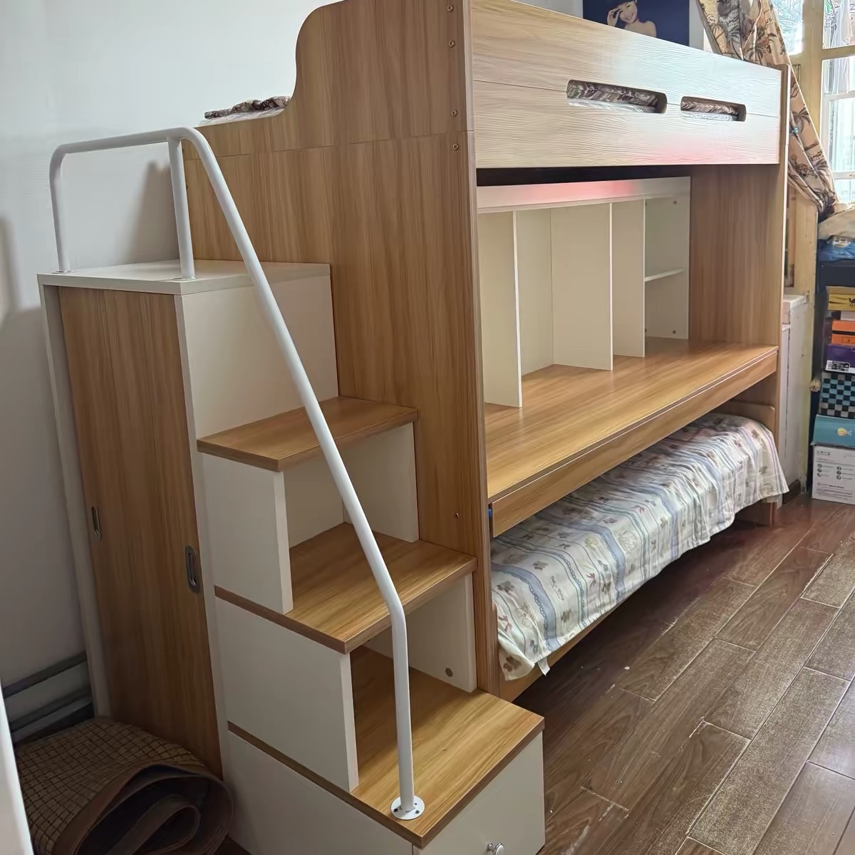 上格床連書枱 兒童碌架床 細單位雙層子母床 抽拉拖床高低床 bed