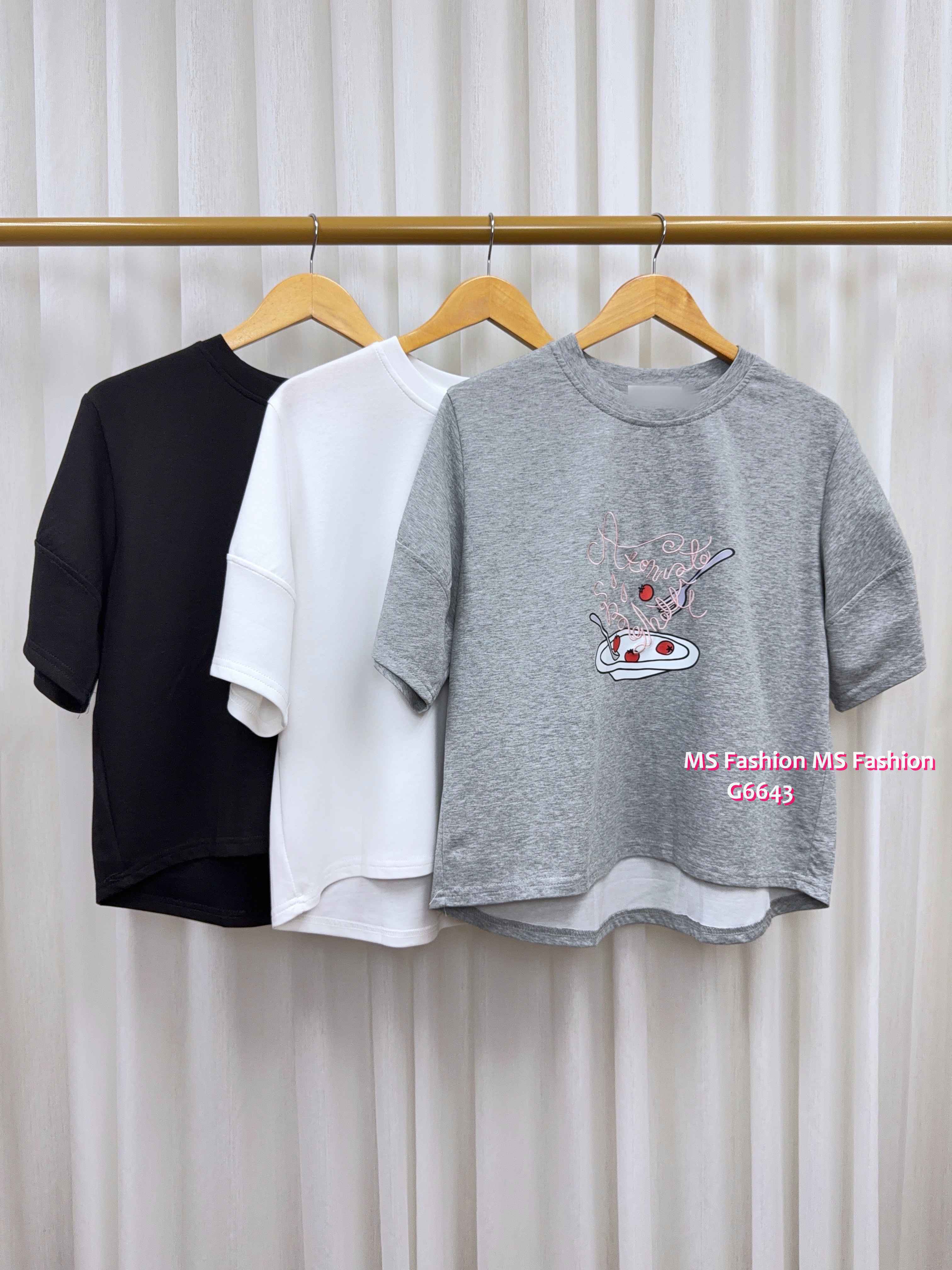 G6643 靚print泡泡袖top